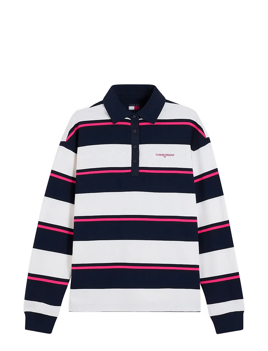 Tommy Jeans - TJW RLX SCRIPT RUGBY - poloshirts - off white stripe - 1
