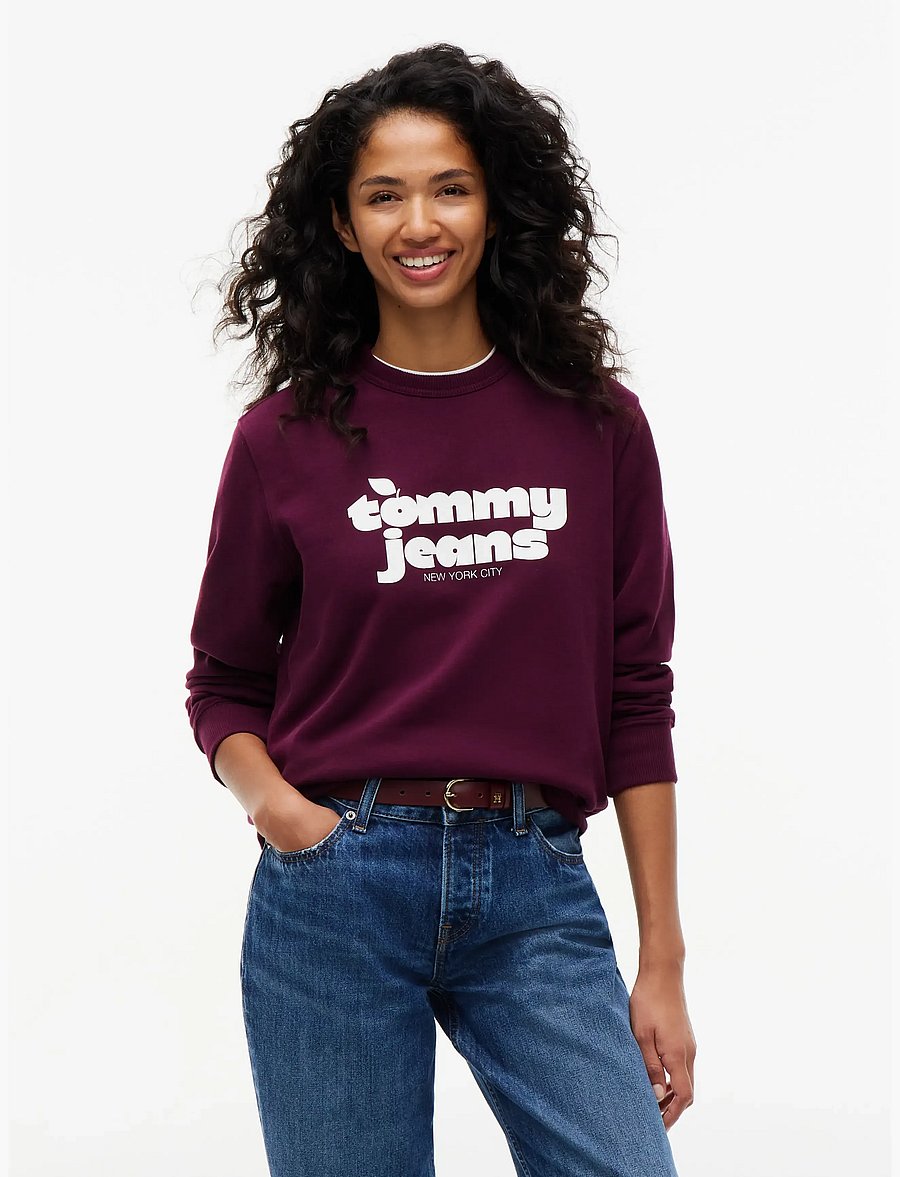 Tommy Jeans - TJW REG NOVELTY CREW EXT - sweatshirts - calypso berry - 0