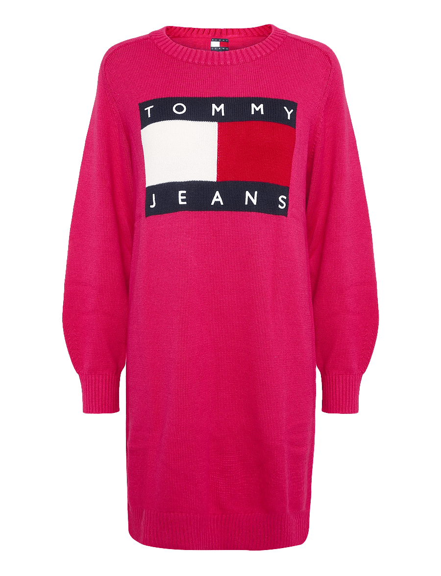Tommy Jeans - TJW SWEATER FLAG DRESS EXT - strickkleider - bright cerise pink - 1