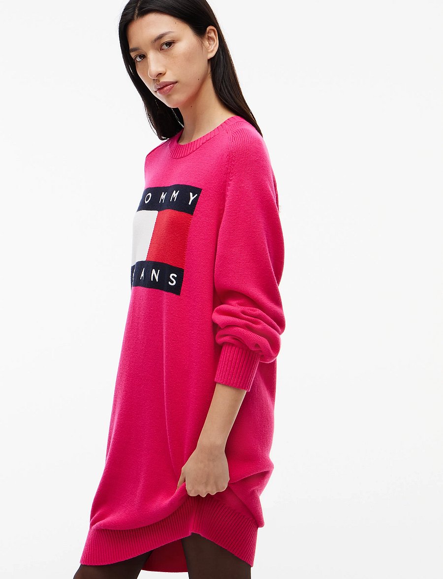 Tommy Jeans - TJW SWEATER FLAG DRESS EXT - strickkleider - bright cerise pink - 3