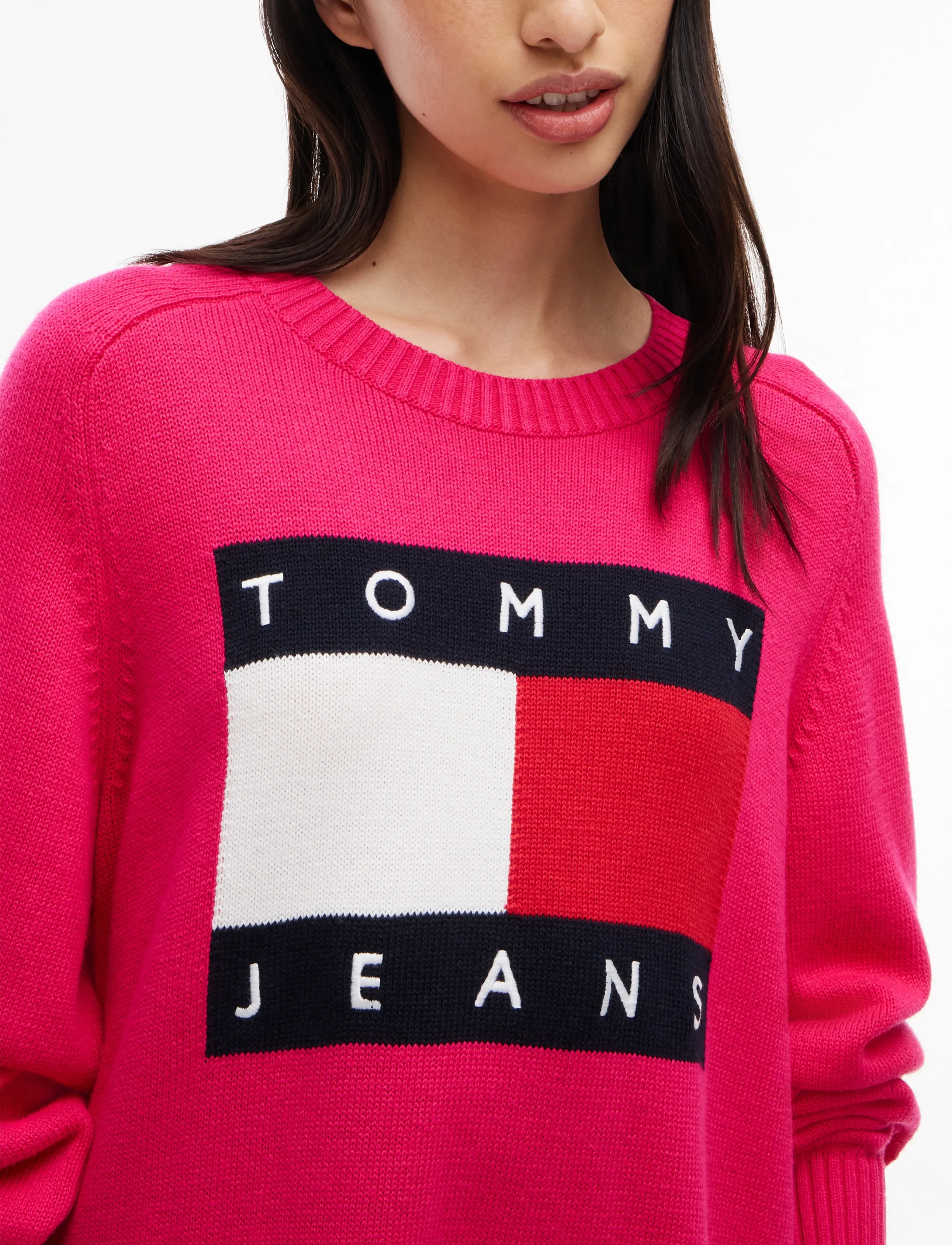 Tommy Jeans - TJW SWEATER FLAG DRESS EXT - bright cerise pink - 4