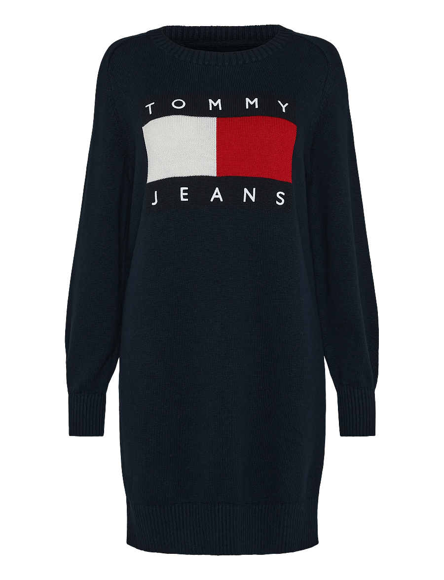 Tommy Jeans - TJW SWEATER FLAG DRESS EXT - knitted dresses - dark blue - 1