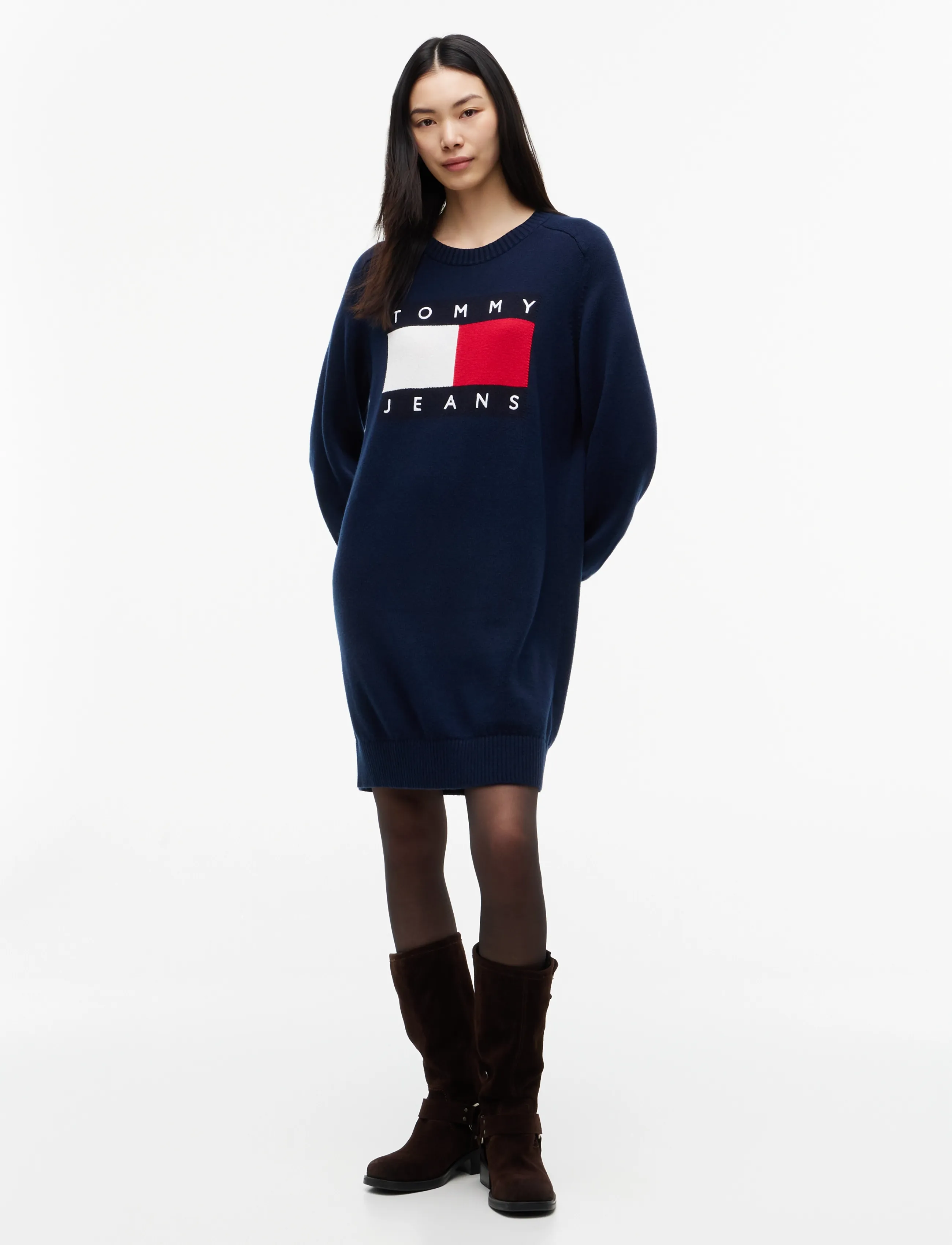 Tommy Jeans TJW SWEATER FLAG DRESS EXT - Colours of the season - DARK BLUE / navy