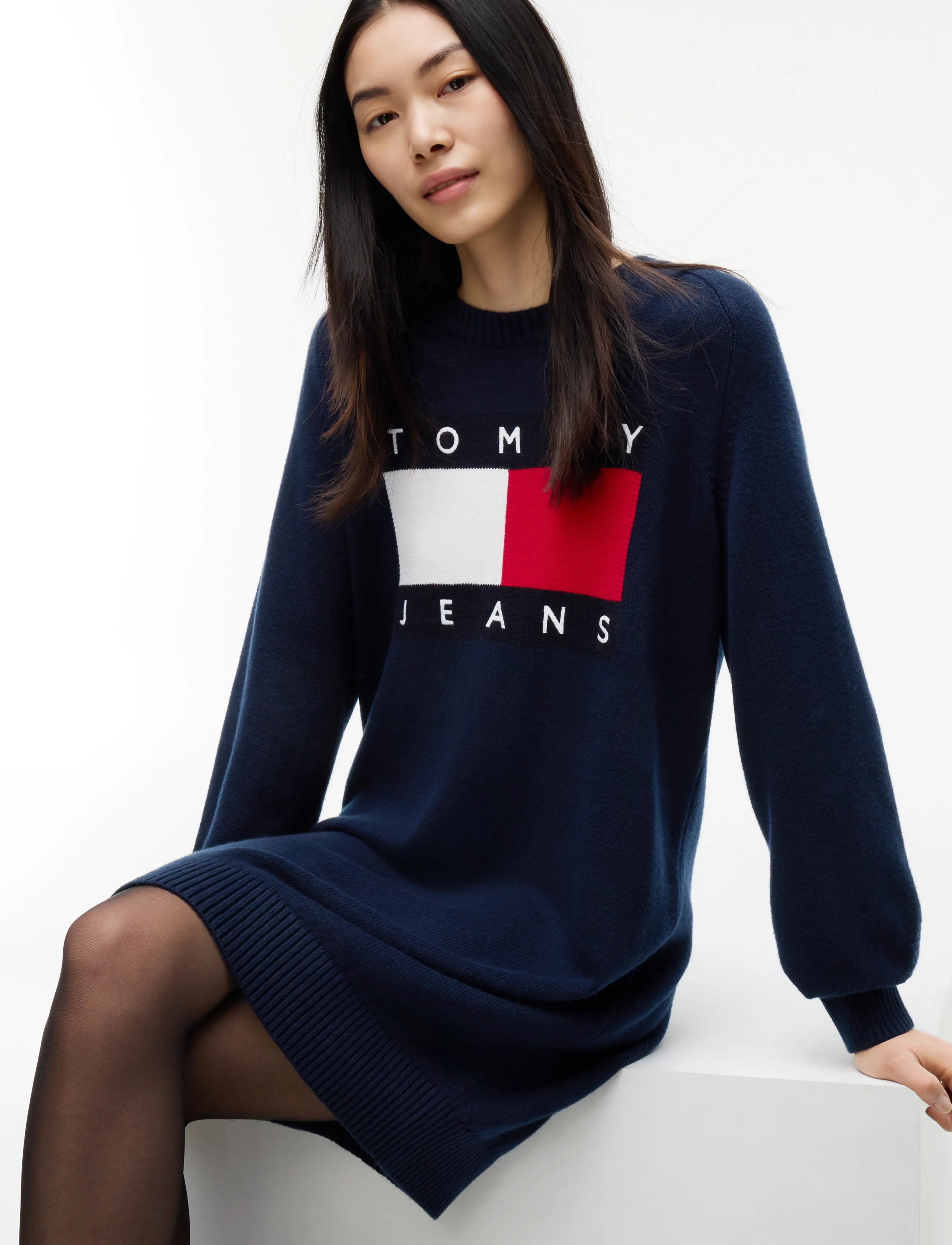 Tommy Jeans - TJW SWEATER FLAG DRESS EXT - knitted dresses - dark blue - 3