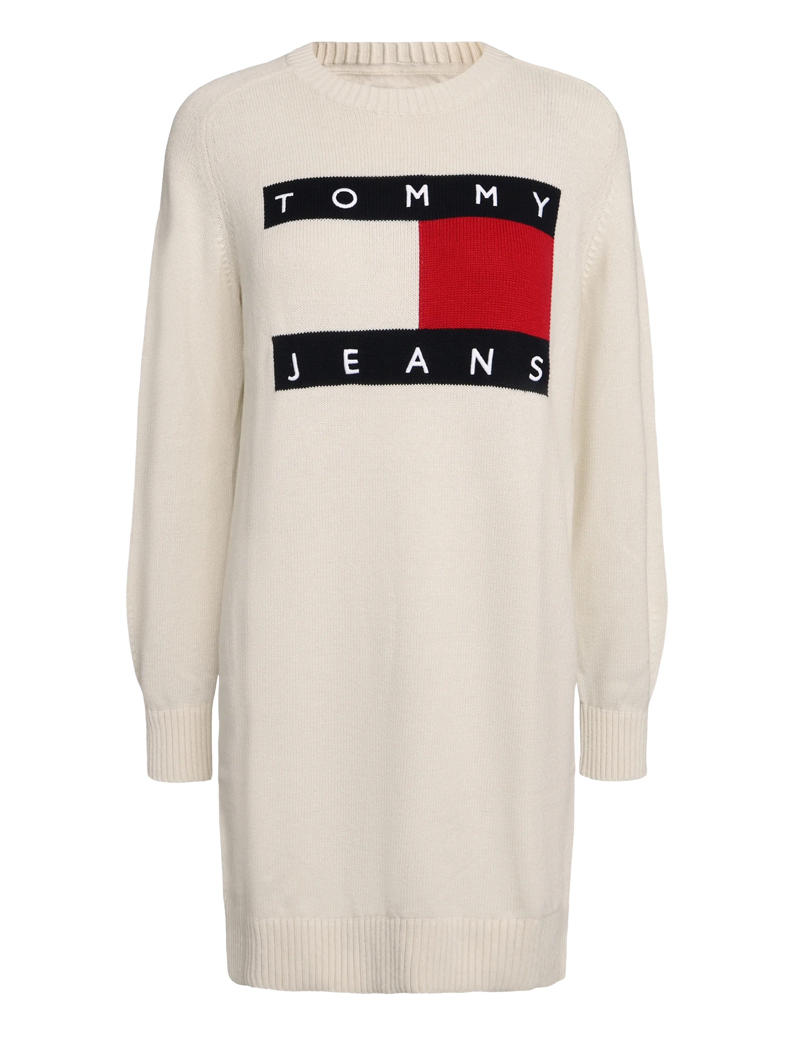 Tommy Jeans - TJW SWEATER FLAG DRESS EXT - strikkjoler - off white - 1