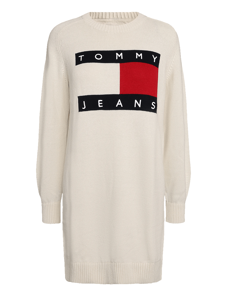 Tommy Jeans - TJW SWEATER FLAG DRESS EXT - strikkjoler - off white - 1