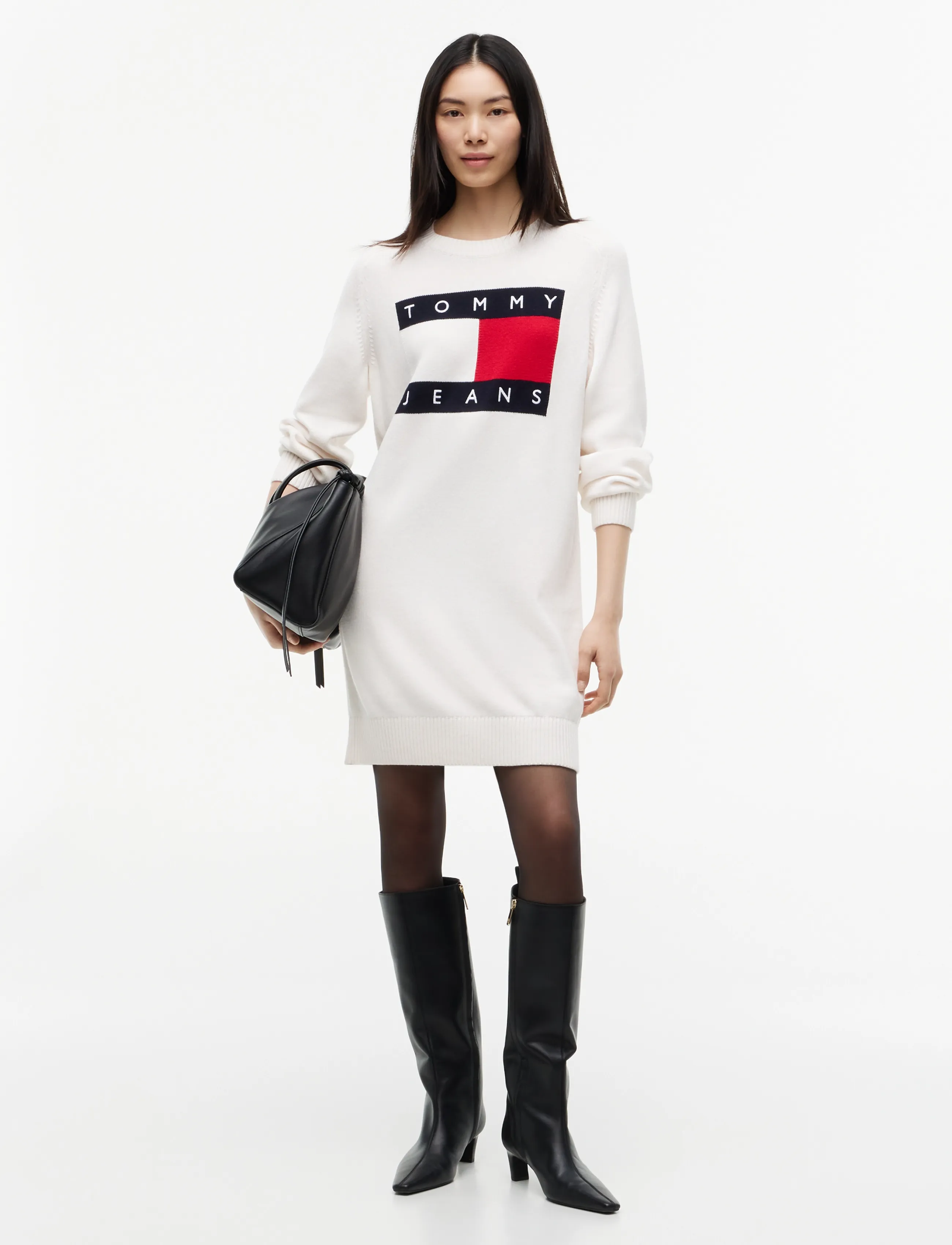 Tommy Jeans TJW SWEATER FLAG DRESS EXT - Tøj - OFF WHITE / cream