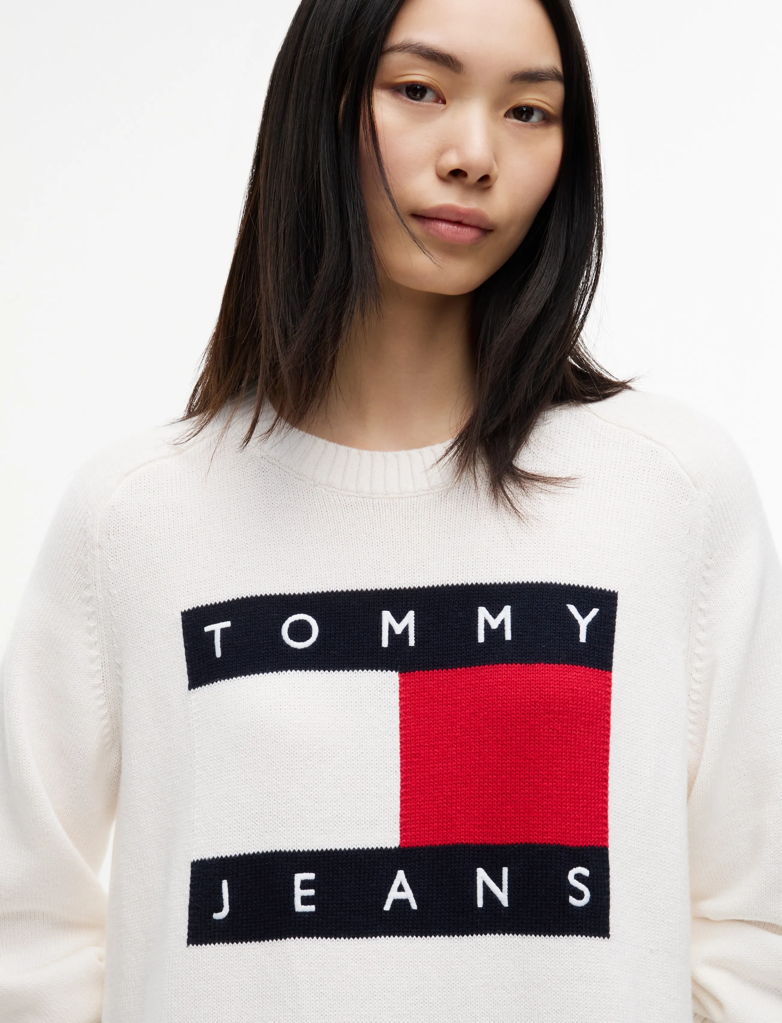 Tommy Jeans - TJW SWEATER FLAG DRESS EXT - strikkjoler - off white - 4