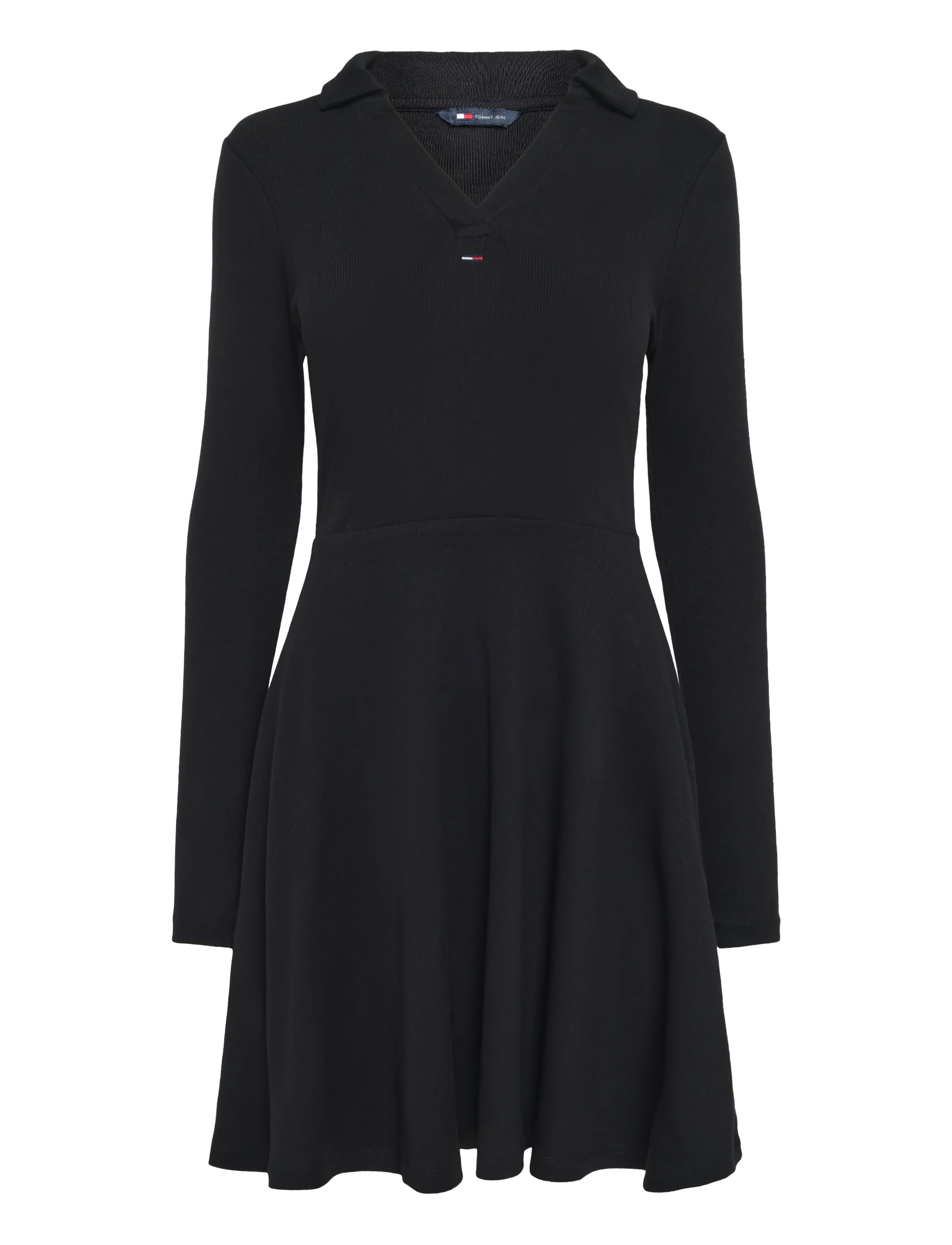 Tommy Jeans - TJW RIB FIT & FLARE POLO DRESS - black - 1