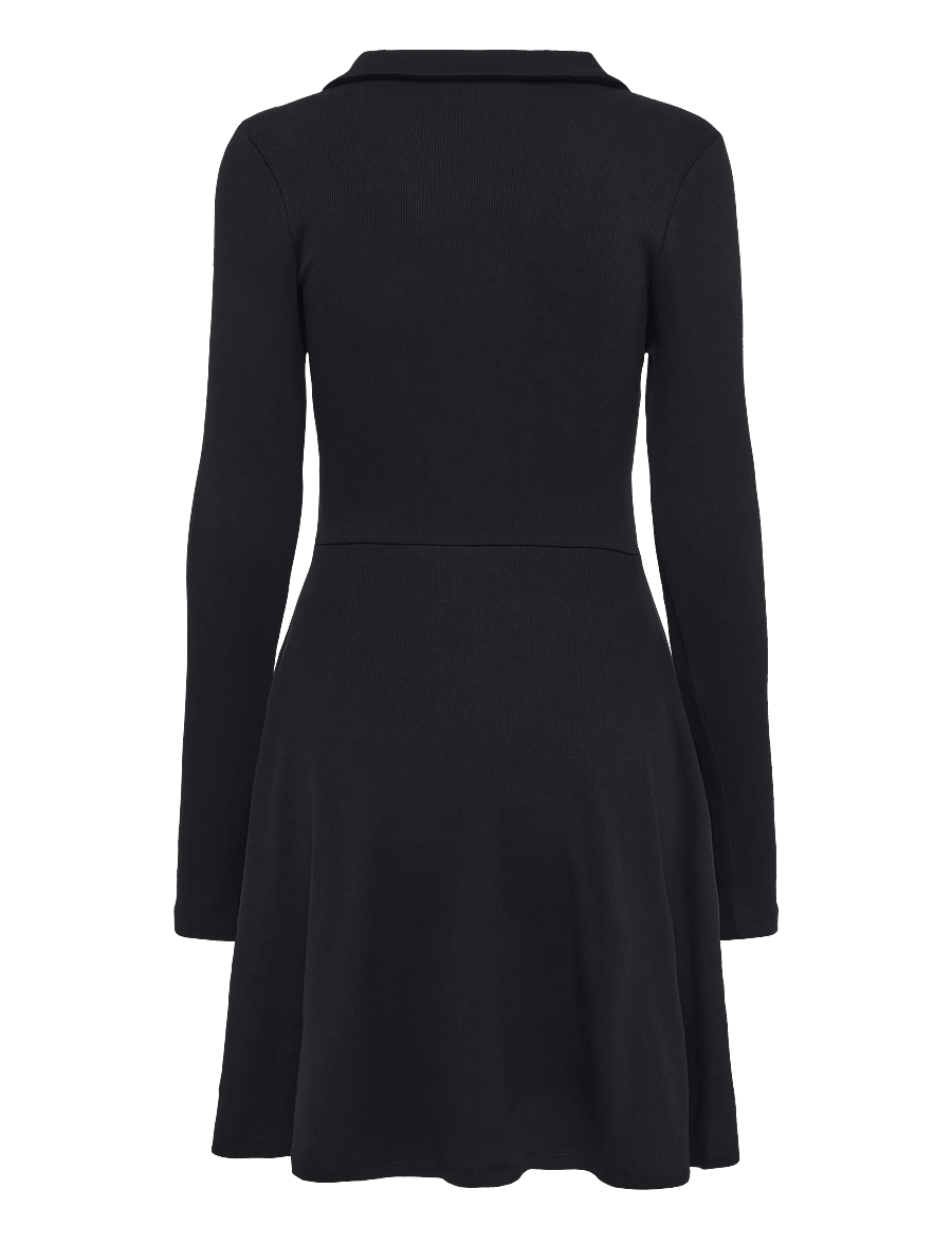 Tommy Jeans - TJW RIB FIT & FLARE POLO DRESS - skjortekjoler - black - 2