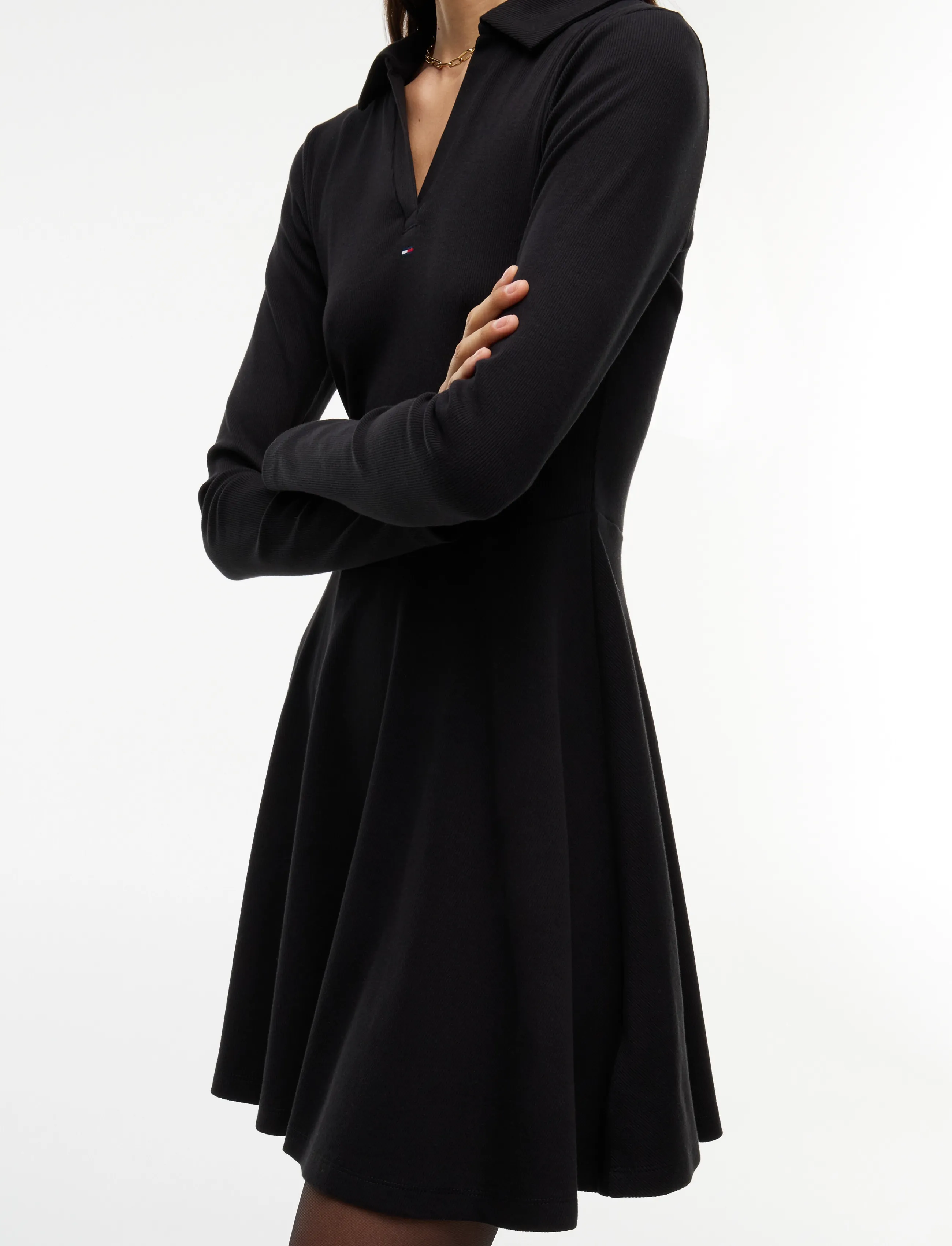 Tommy Jeans - TJW RIB FIT & FLARE POLO DRESS - black - 4