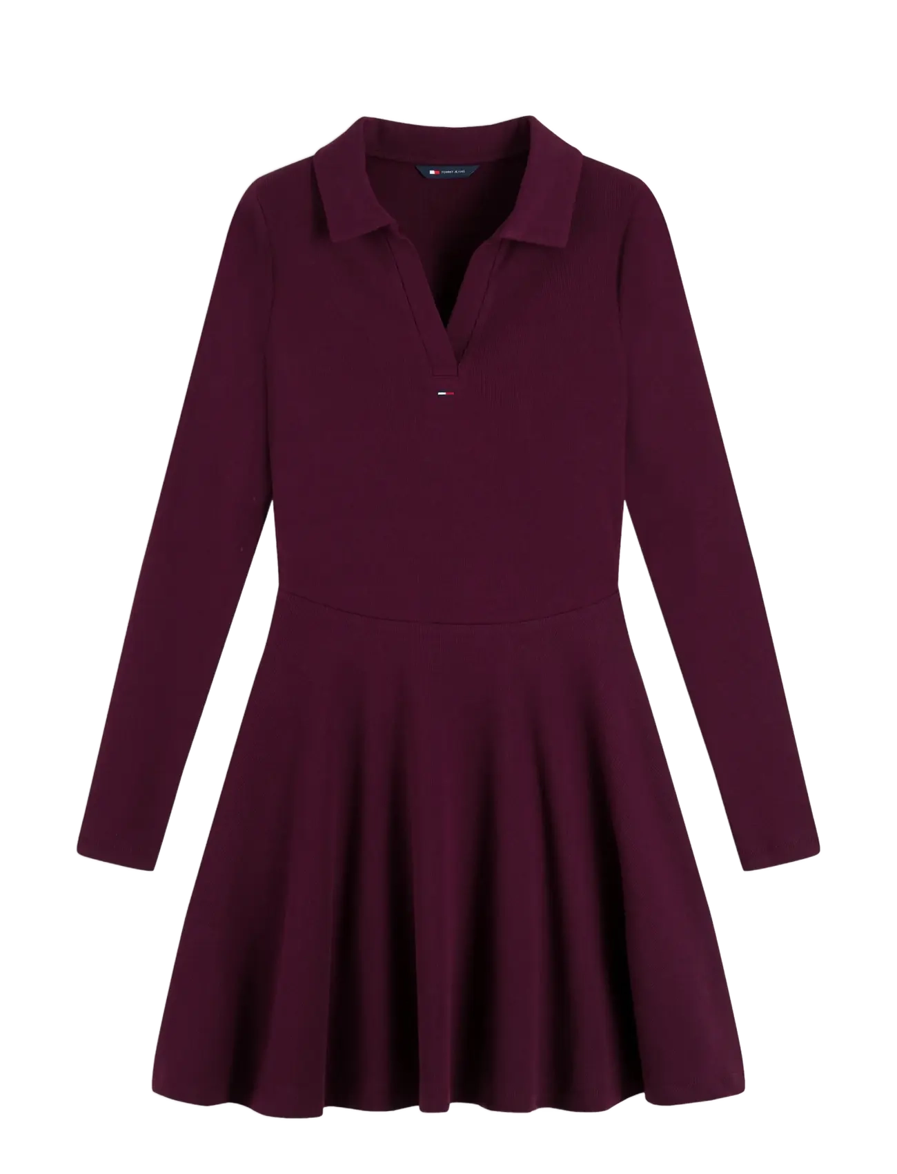 Tommy Jeans - TJW RIB FIT & FLARE POLO DRESS - hemdkleider - calypso berry - 1