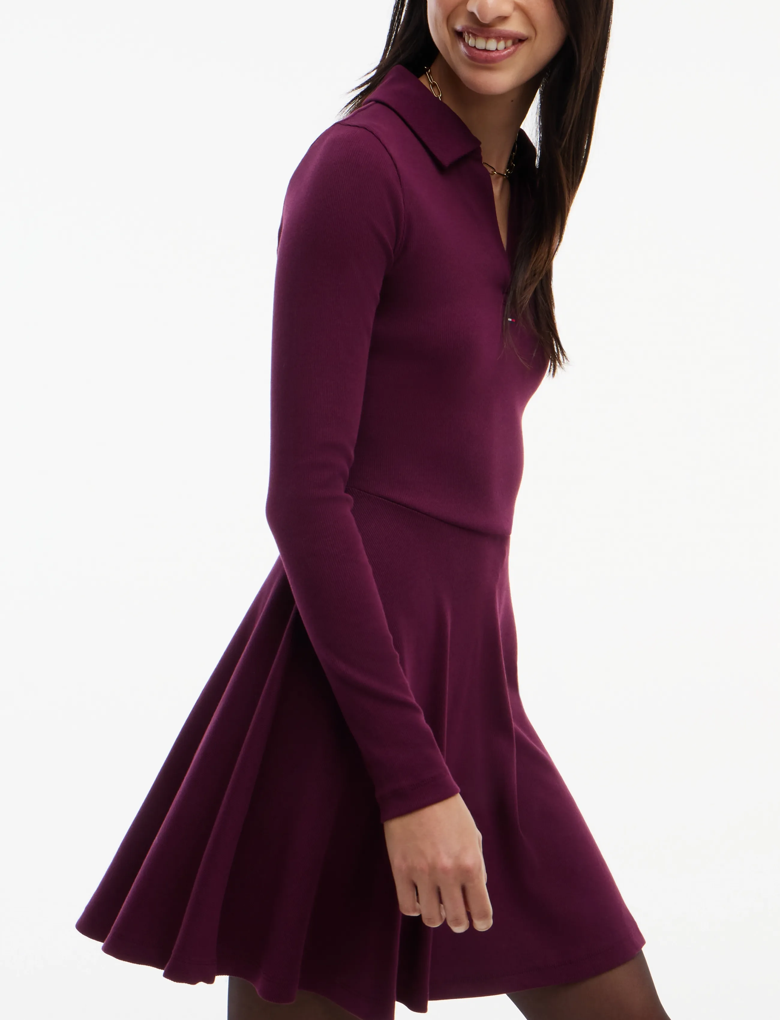 Tommy Jeans - TJW RIB FIT & FLARE POLO DRESS - hemdkleider - calypso berry - 3