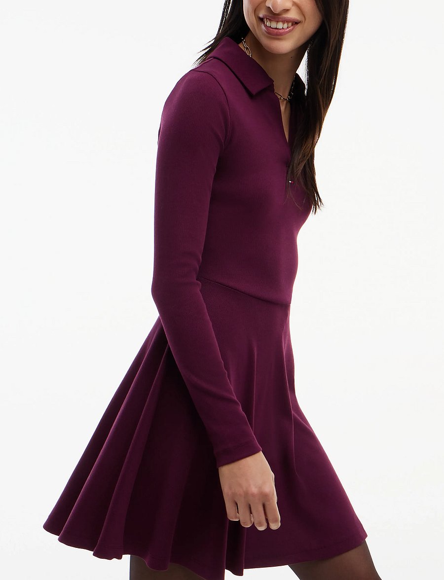 Tommy Jeans - TJW RIB FIT & FLARE POLO DRESS - hemdkleider - calypso berry - 3