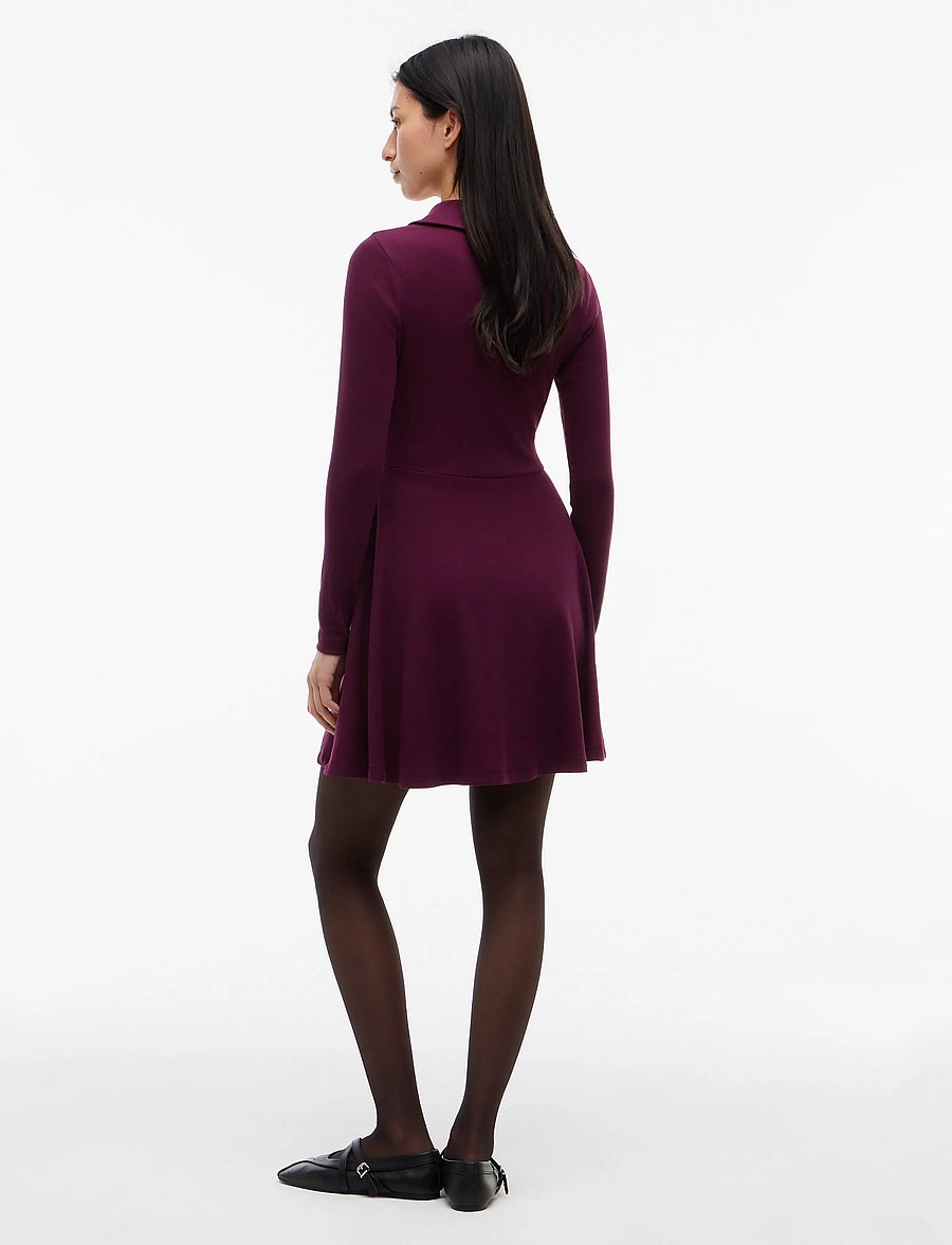 Tommy Jeans - TJW RIB FIT & FLARE POLO DRESS - hemdkleider - calypso berry - 4