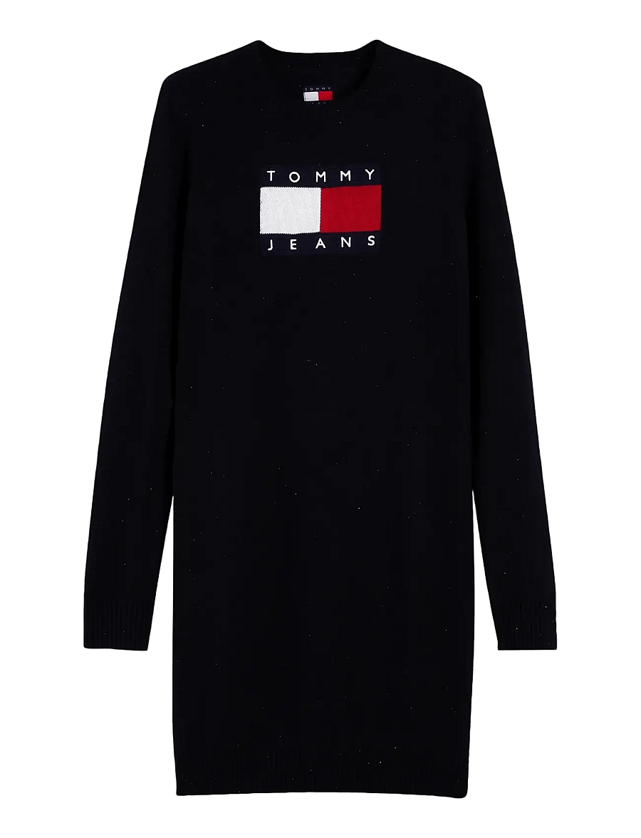 Tommy Jeans - TJW SPARKLE FLAG SWEATER DRESS - strickkleider - black - 1