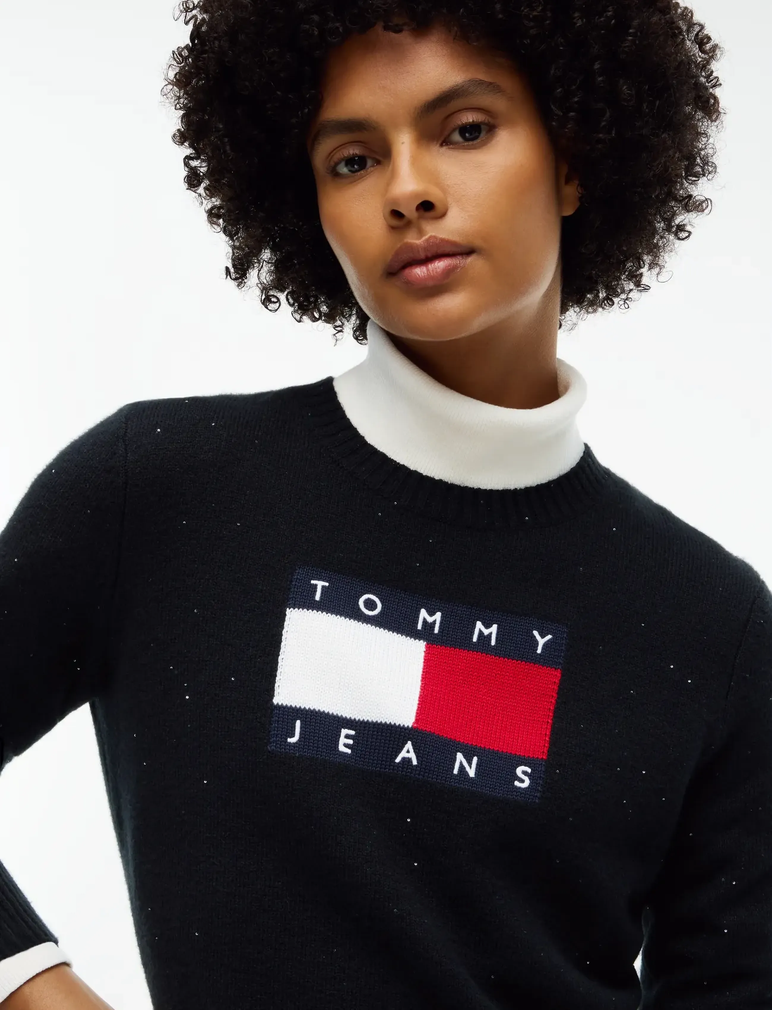 Tommy Jeans - TJW SPARKLE FLAG SWEATER DRESS - strickkleider - black - 2