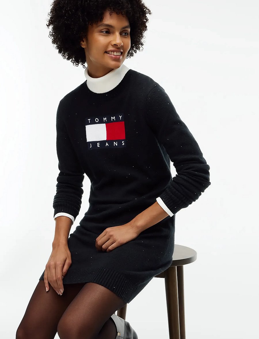 Tommy Jeans - TJW SPARKLE FLAG SWEATER DRESS - strickkleider - black - 3
