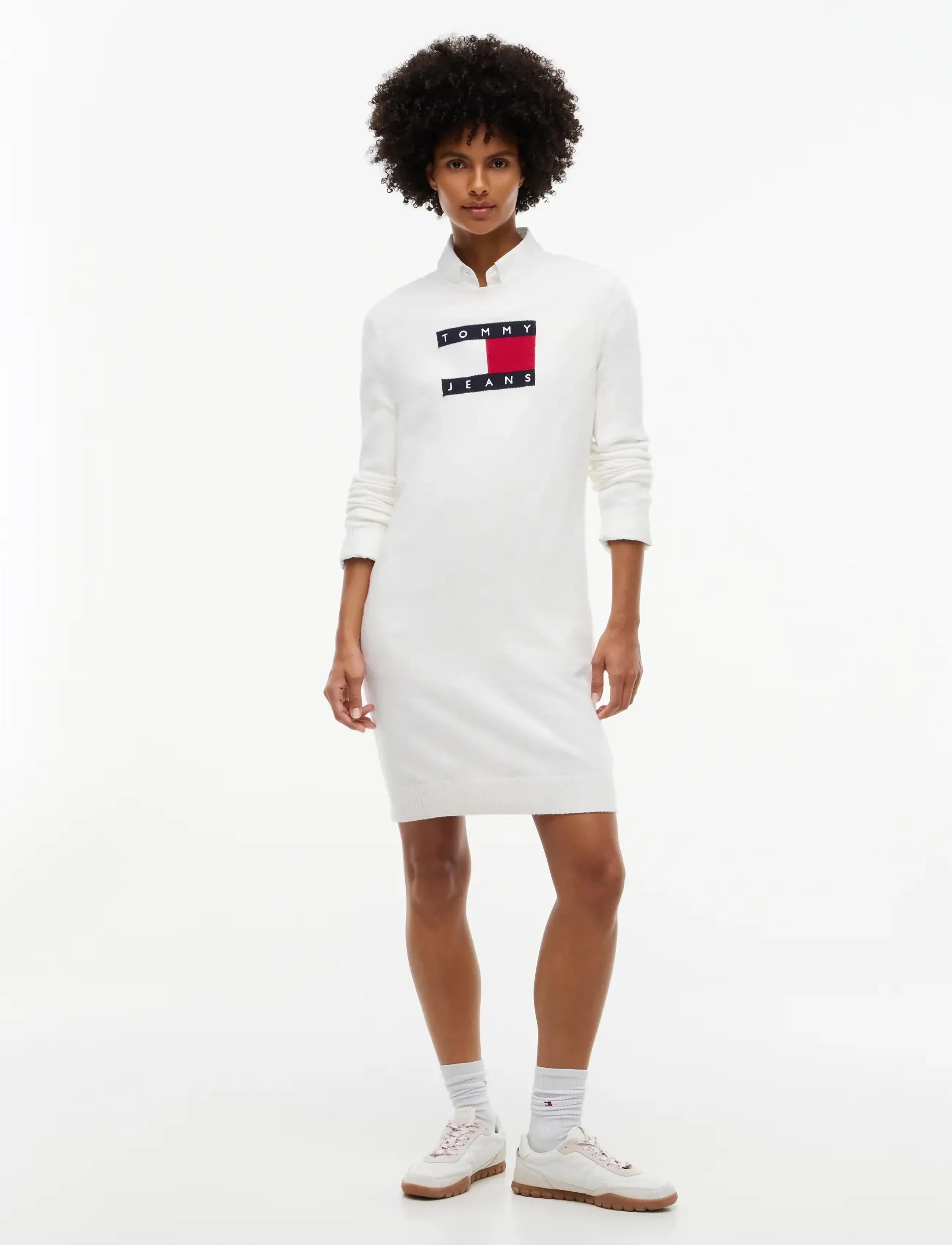 Tommy Jeans TJW SPARKLE FLAG SWEATER DRESS - Tommy Jeans - OFF WHITE / white
