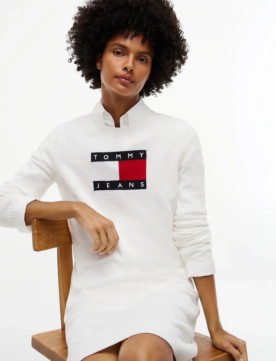 Tommy Jeans - TJW SPARKLE FLAG SWEATER DRESS - strickkleider - off white - 2