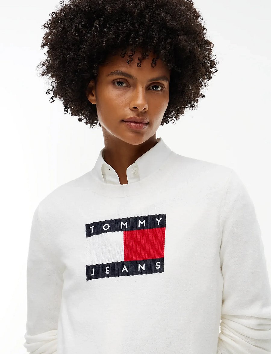 Tommy Jeans - TJW SPARKLE FLAG SWEATER DRESS - strickkleider - off white - 3
