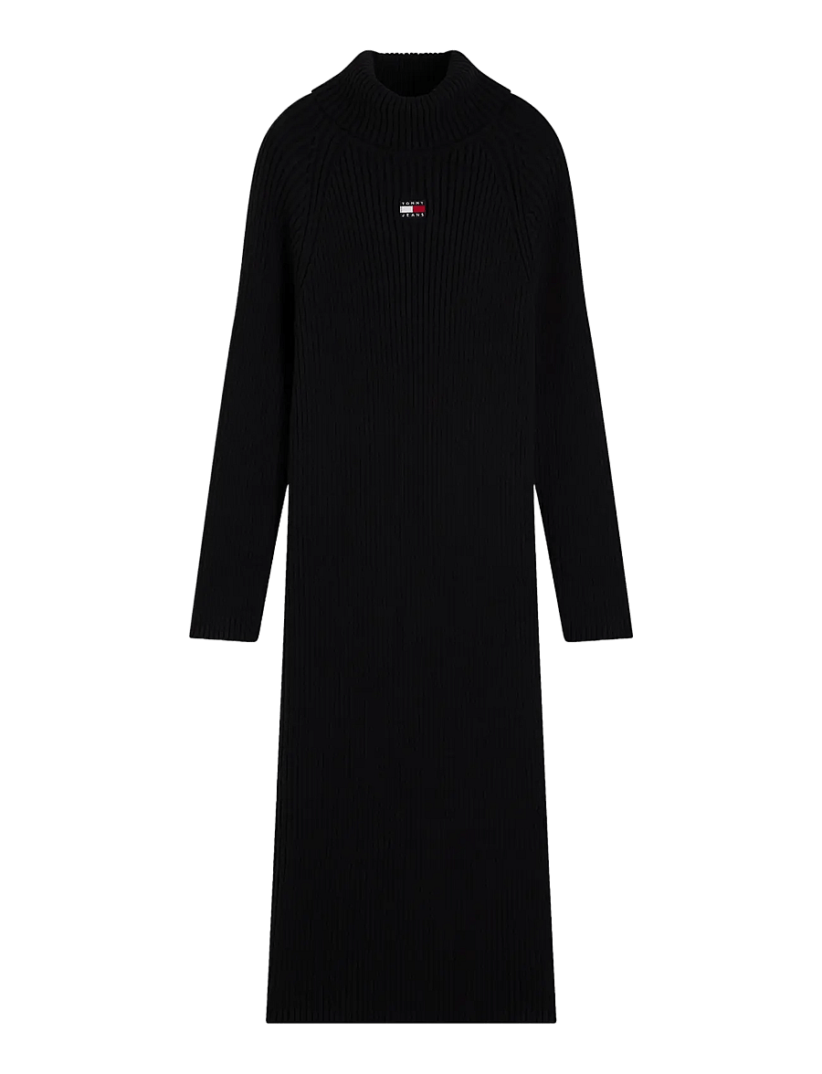 Tommy Jeans - TJW BADGE MIDI SWEATER DRESS - knitted dresses - black - 1