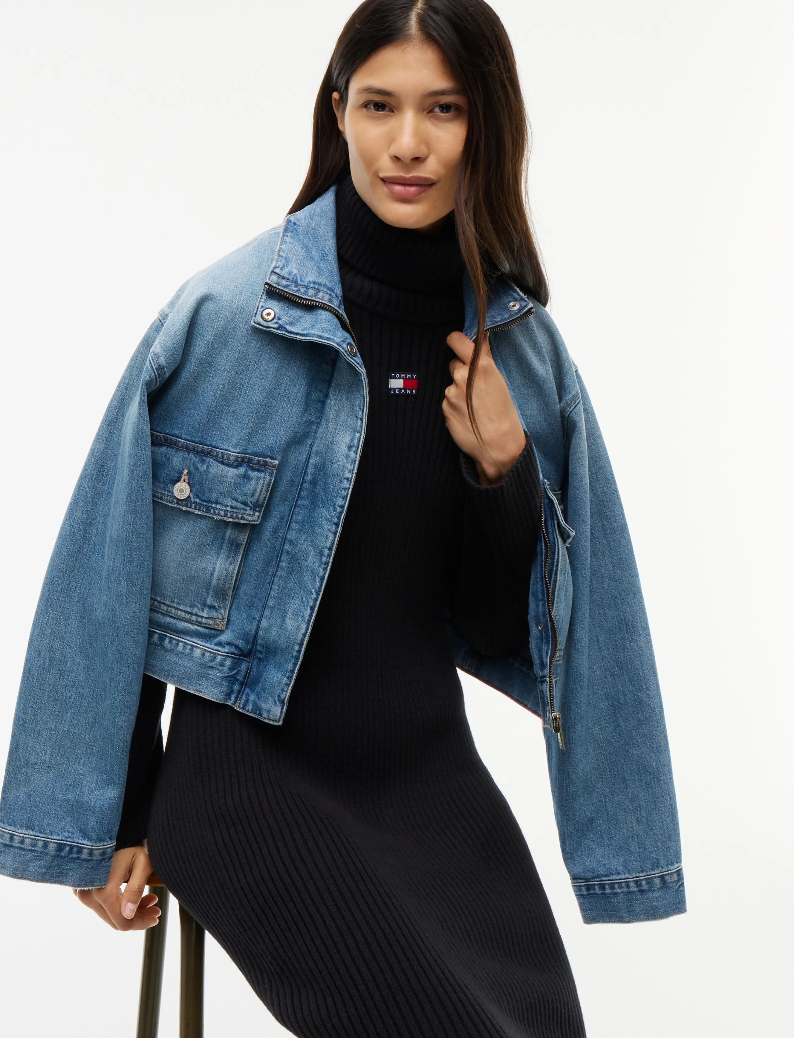 Tommy Jeans - TJW BADGE MIDI SWEATER DRESS - knitted dresses - black - 3