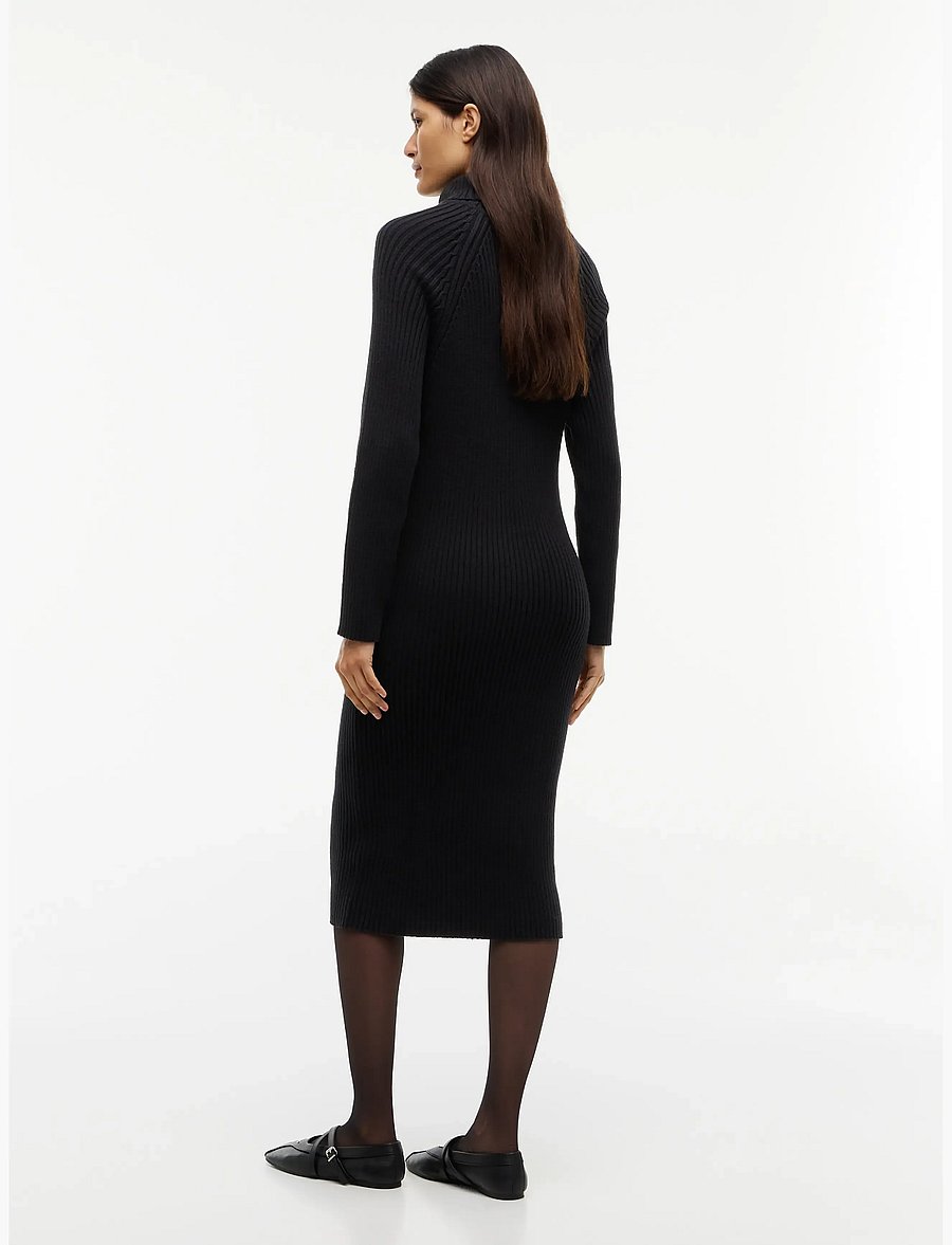 Tommy Jeans - TJW BADGE MIDI SWEATER DRESS - knitted dresses - black - 4
