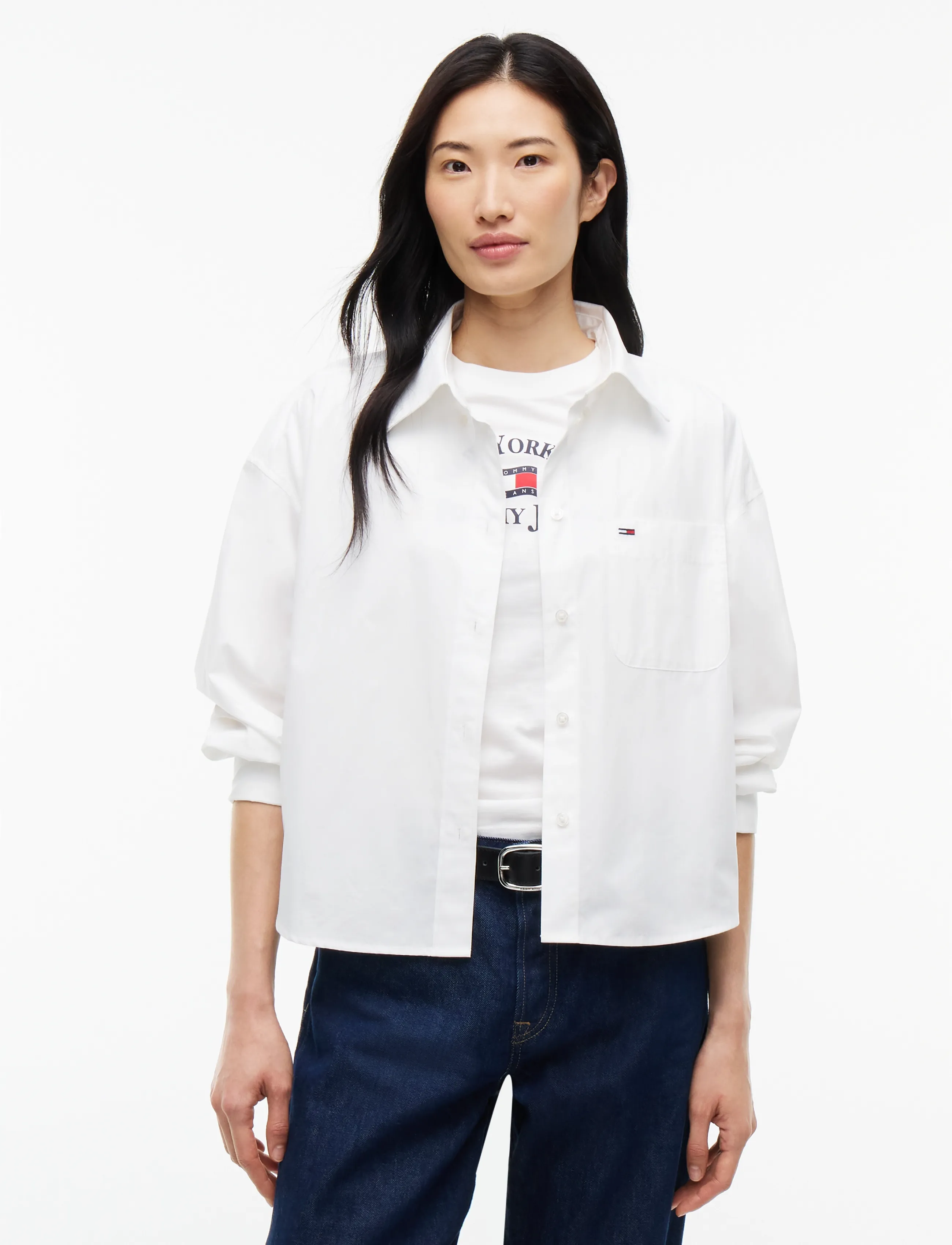 Tommy Jeans TJW OVS CRP ESSENTIAL SHIRT EXT - Hemden - ECRU / white