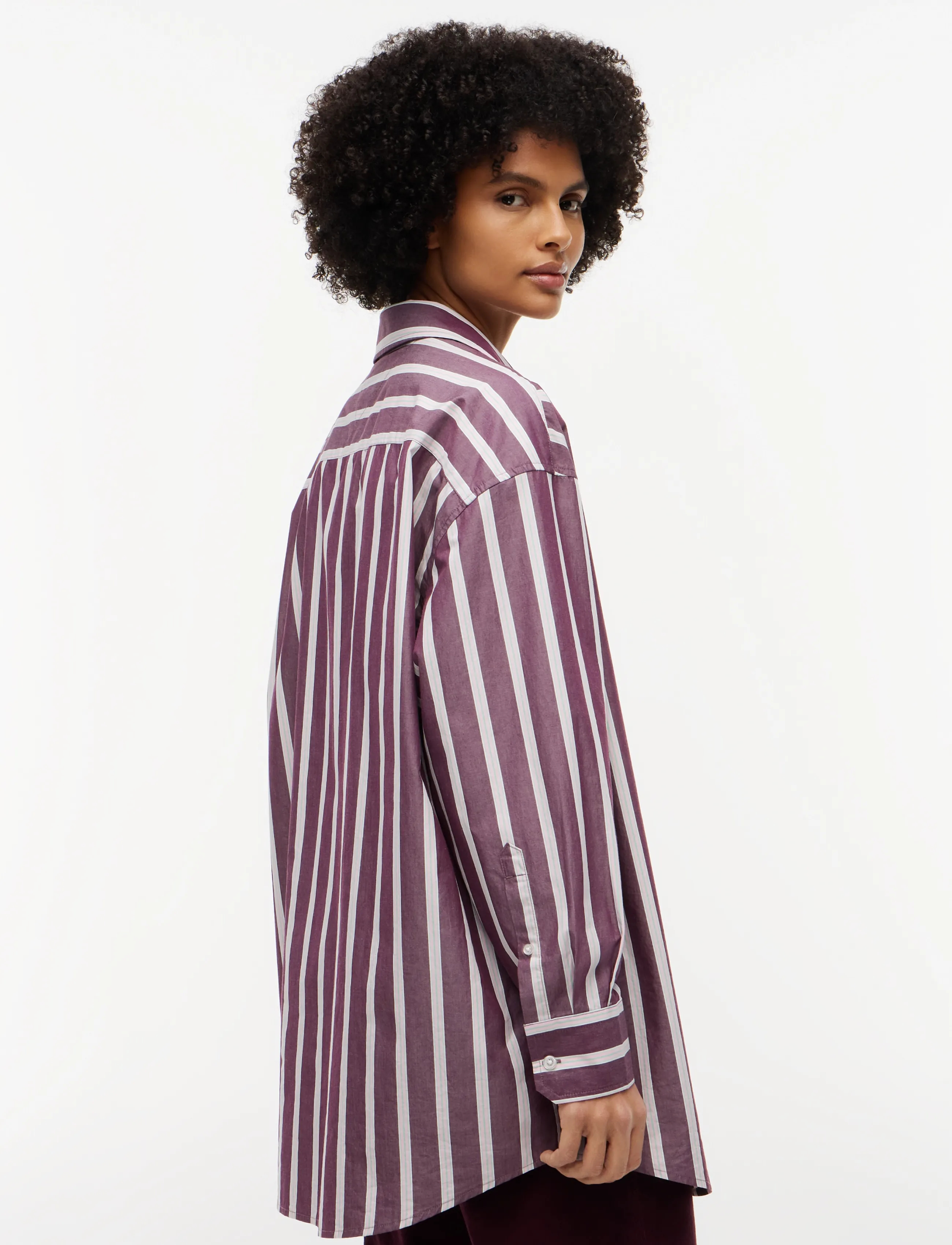 Tommy Jeans - TJW OVS ESSENTIAL SHIRT EXT - pikkade varrukatega särgid - calypso berry   stripe - 2