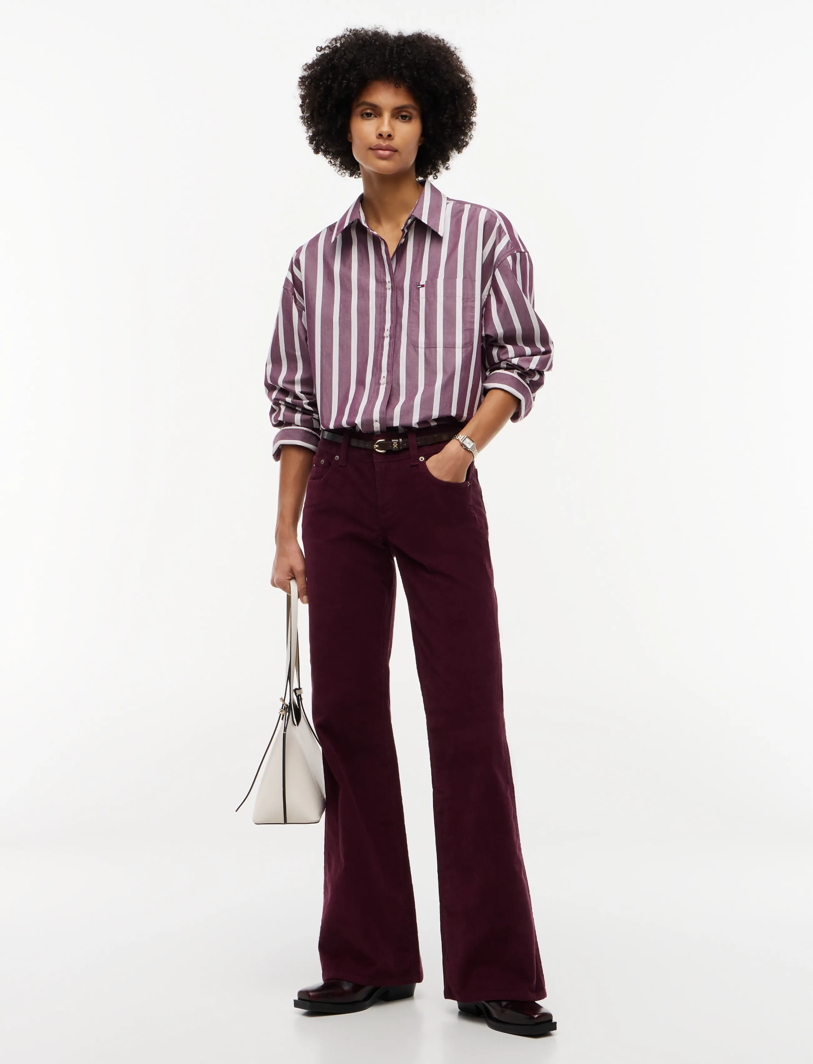 Tommy Jeans - TJW OVS ESSENTIAL SHIRT EXT - pikkade varrukatega särgid - calypso berry   stripe - 4