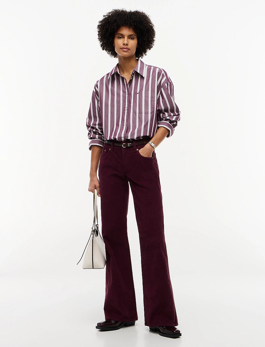 Tommy Jeans - TJW OVS ESSENTIAL SHIRT EXT - pikkade varrukatega särgid - calypso berry stripe - 4