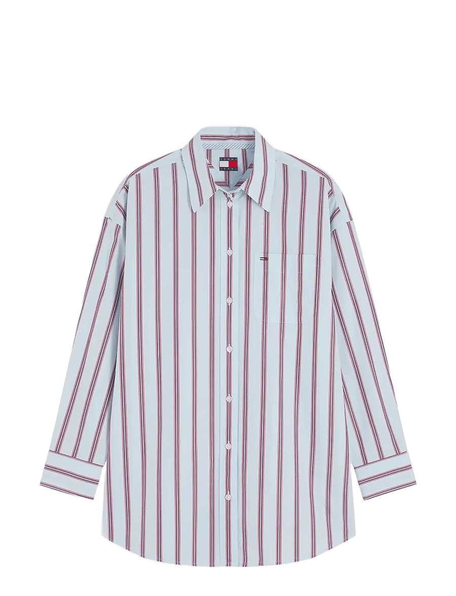 Tommy Jeans - TJW OVS ESSENTIAL SHIRT EXT - pikkade varrukatega särgid - sheer blue stripe - 1