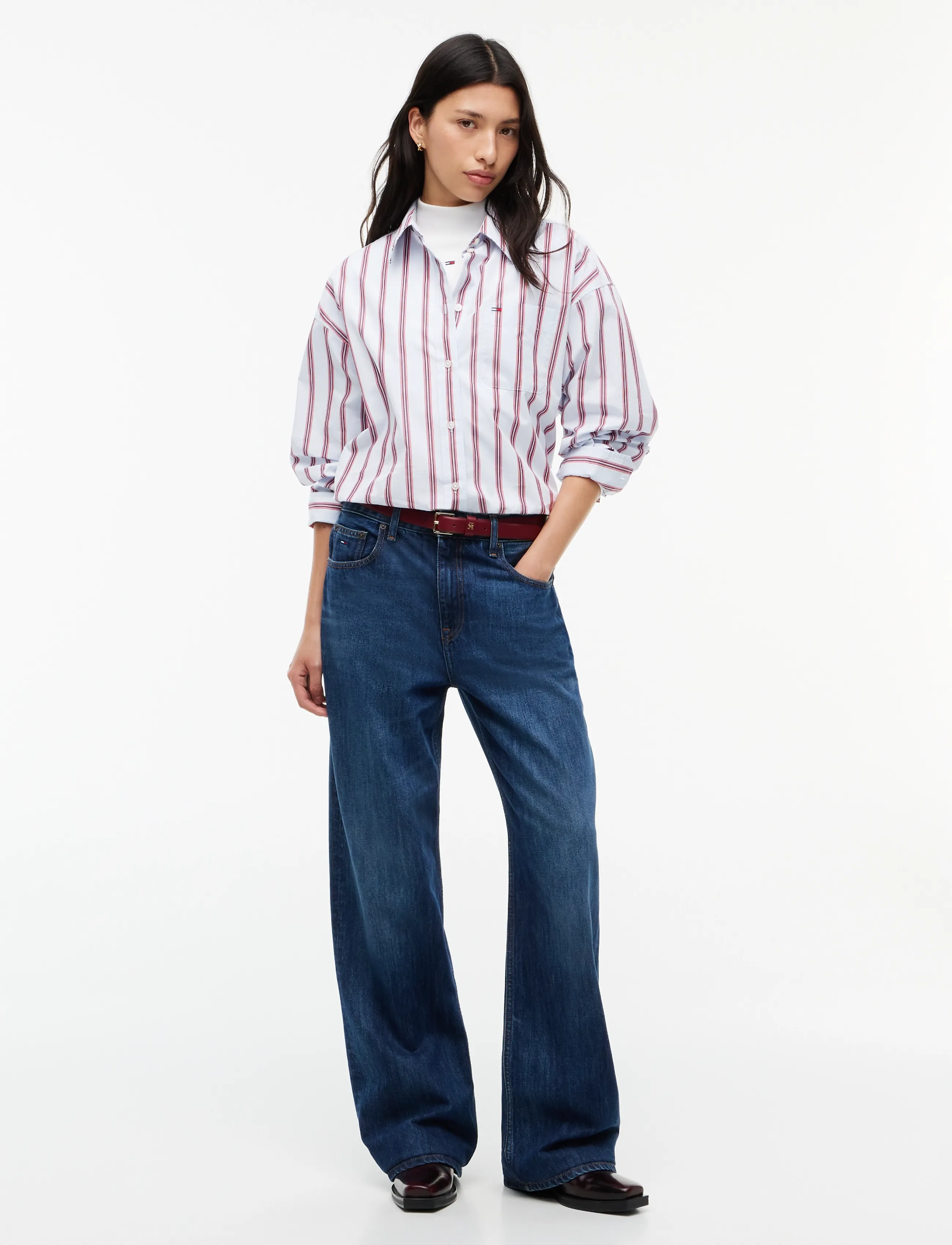 Tommy Jeans - TJW OVS ESSENTIAL SHIRT EXT - pikkade varrukatega särgid - sheer blue   stripe - 4