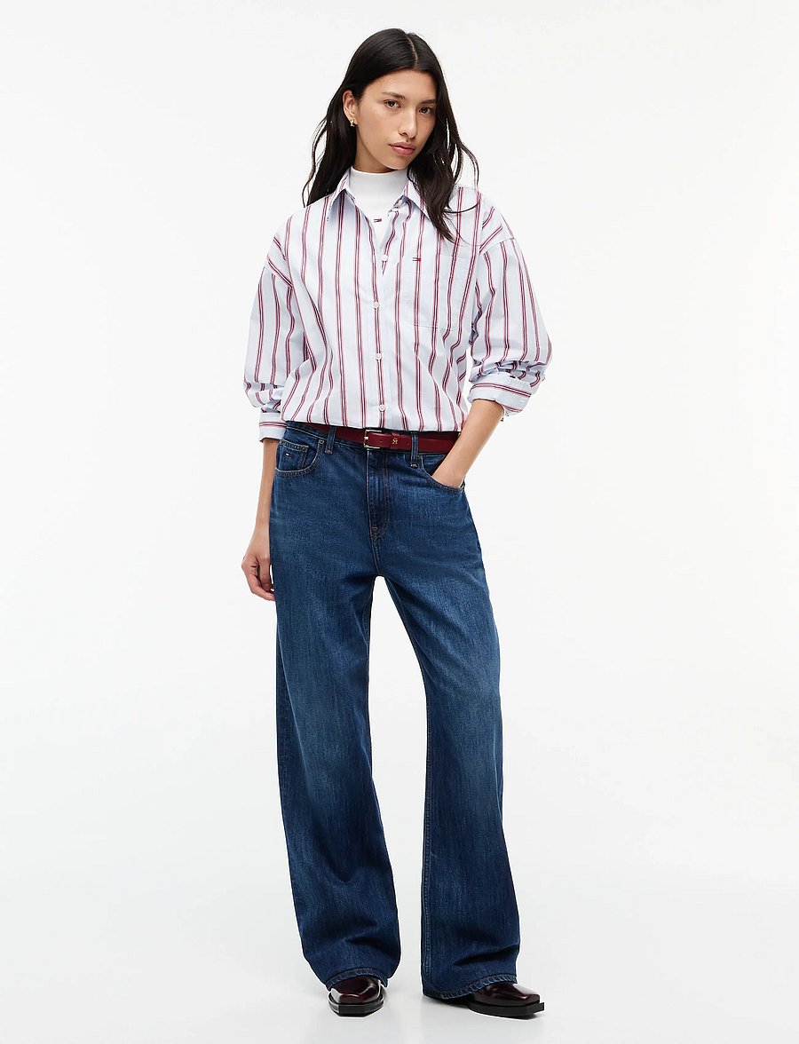 Tommy Jeans - TJW OVS ESSENTIAL SHIRT EXT - pikkade varrukatega särgid - sheer blue stripe - 4