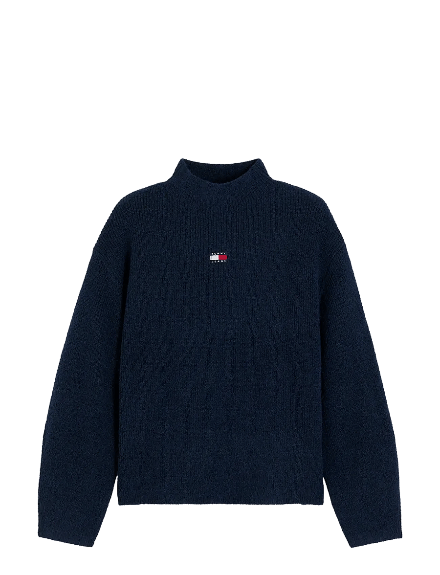 Tommy Jeans - TJW MOCKNECK BADGE SWEATER EXT - stickade tröjor - dark blue - 1
