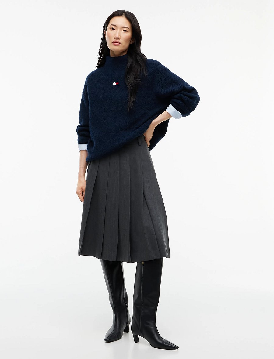Tommy Jeans - TJW MOCKNECK BADGE SWEATER EXT - stickade tröjor - dark blue - 4