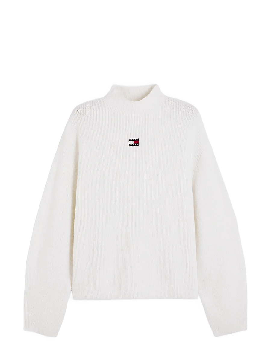 Tommy Jeans - TJW MOCKNECK BADGE SWEATER EXT - jumpers - off white - 1