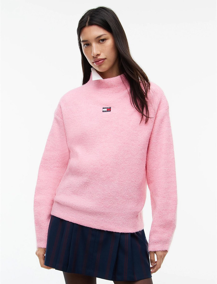 Tommy Jeans - TJW MOCKNECK BADGE SWEATER EXT - pullover - pink sugar - 0