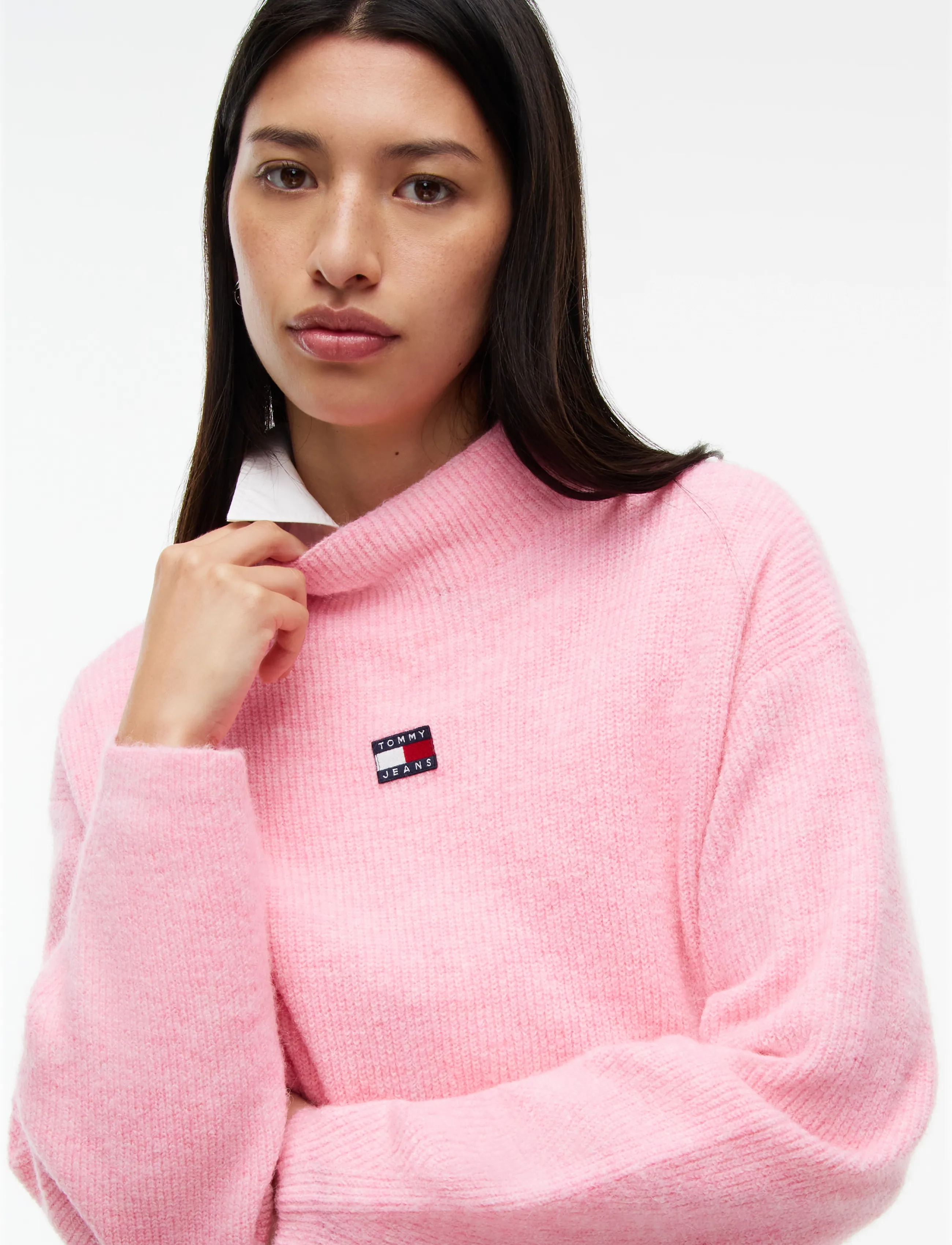 Tommy Jeans - TJW MOCKNECK BADGE SWEATER EXT - pullover - pink sugar - 3