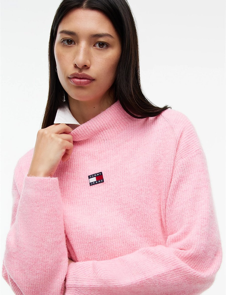 Tommy Jeans - TJW MOCKNECK BADGE SWEATER EXT - pullover - pink sugar - 3