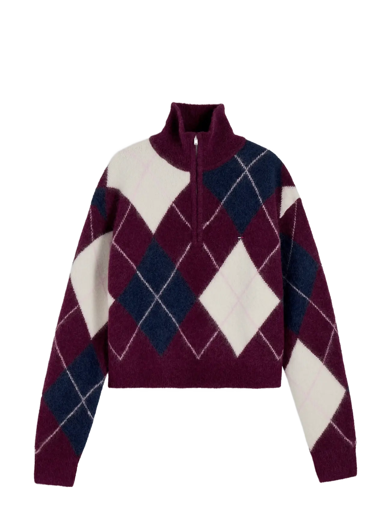 Tommy Jeans TJW FLUFFY QUARTER ZIP SWEATER - Transitional Layering - CALYPSO BERRY / burgundy