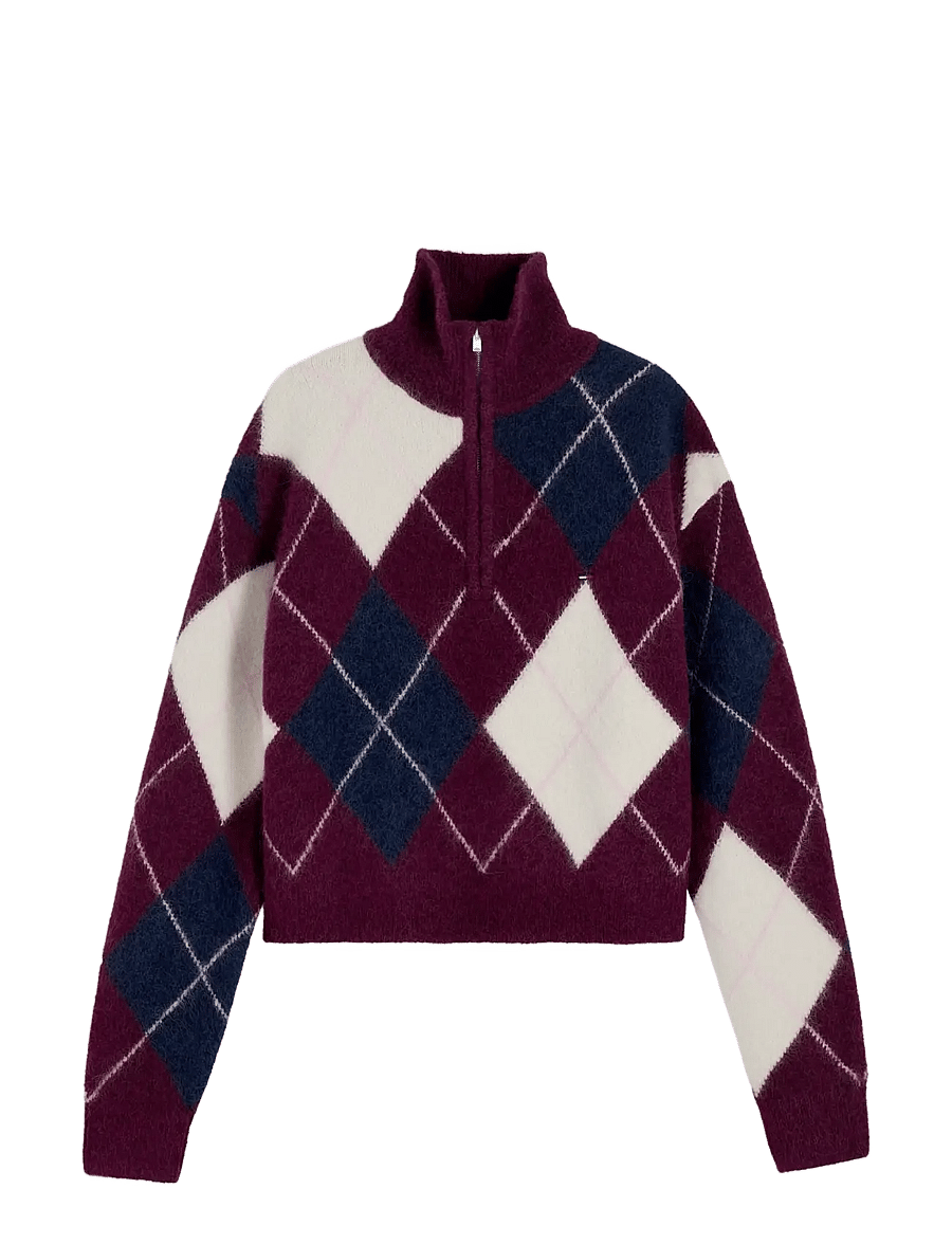 Tommy Jeans - TJW FLUFFY QUARTER ZIP SWEATER - pullover - calypso berry - 1