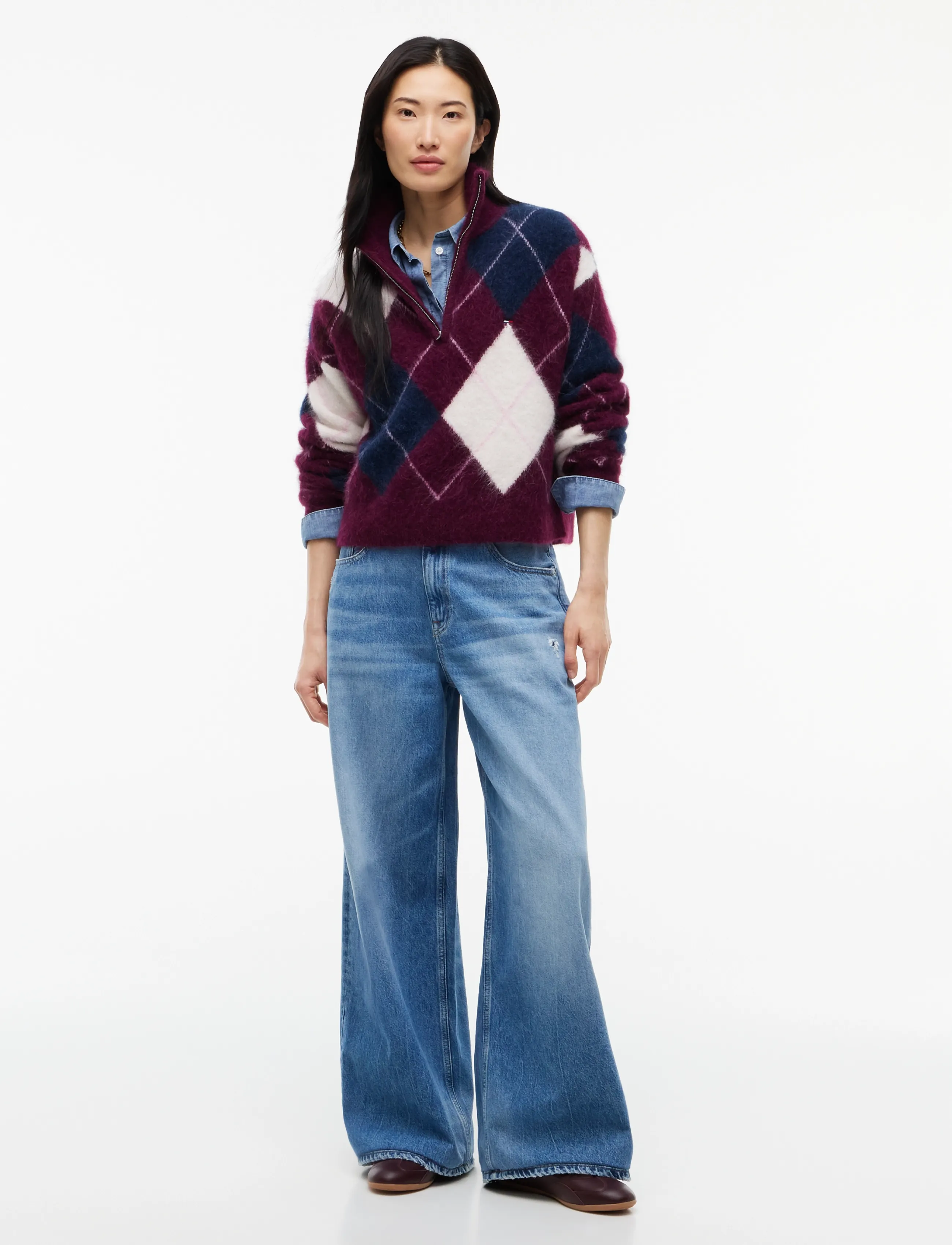 Tommy Jeans - TJW FLUFFY QUARTER ZIP SWEATER - pullover - calypso berry - 4