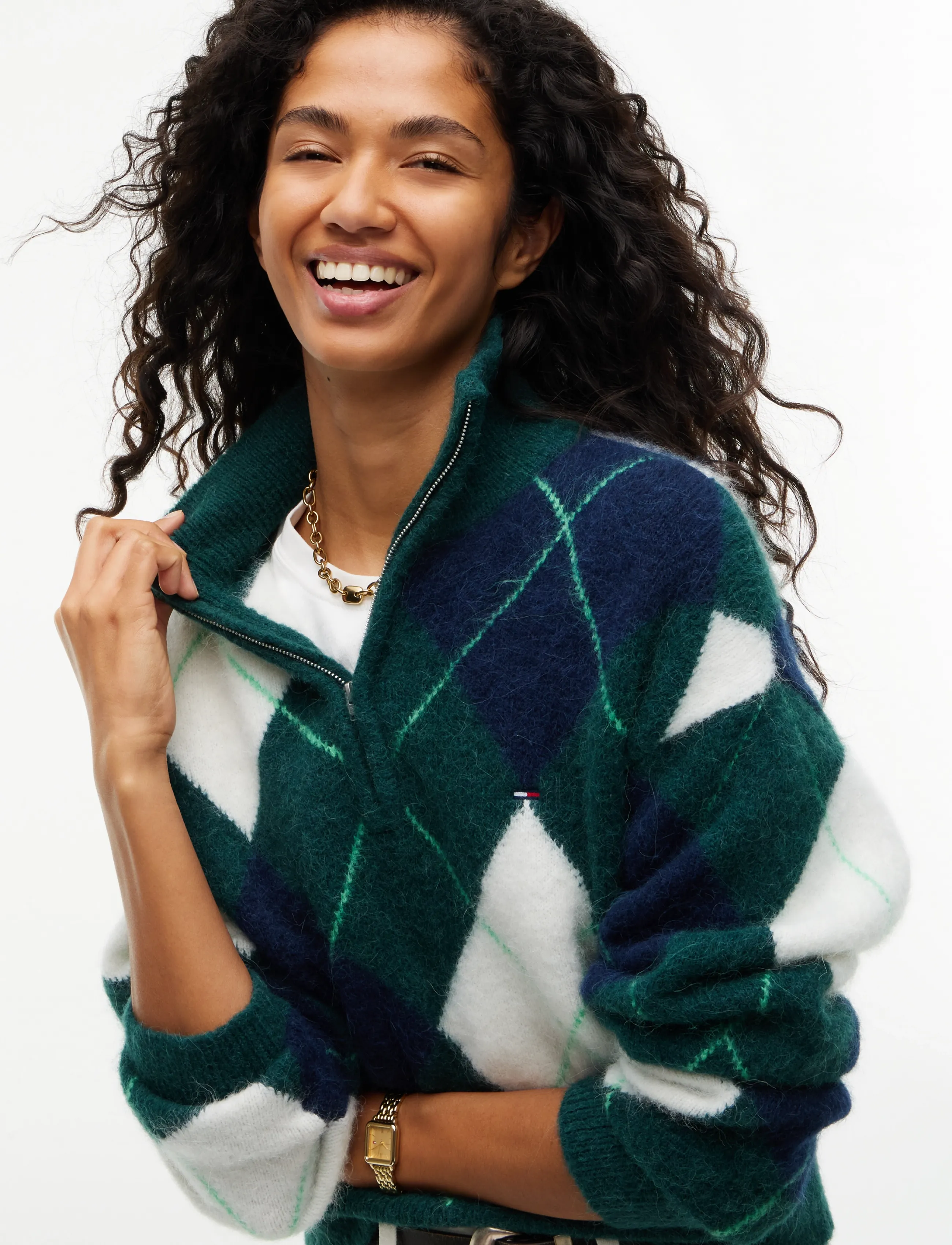 Tommy Jeans - TJW FLUFFY QUARTER ZIP SWEATER - kampsunid - elegant green - 3