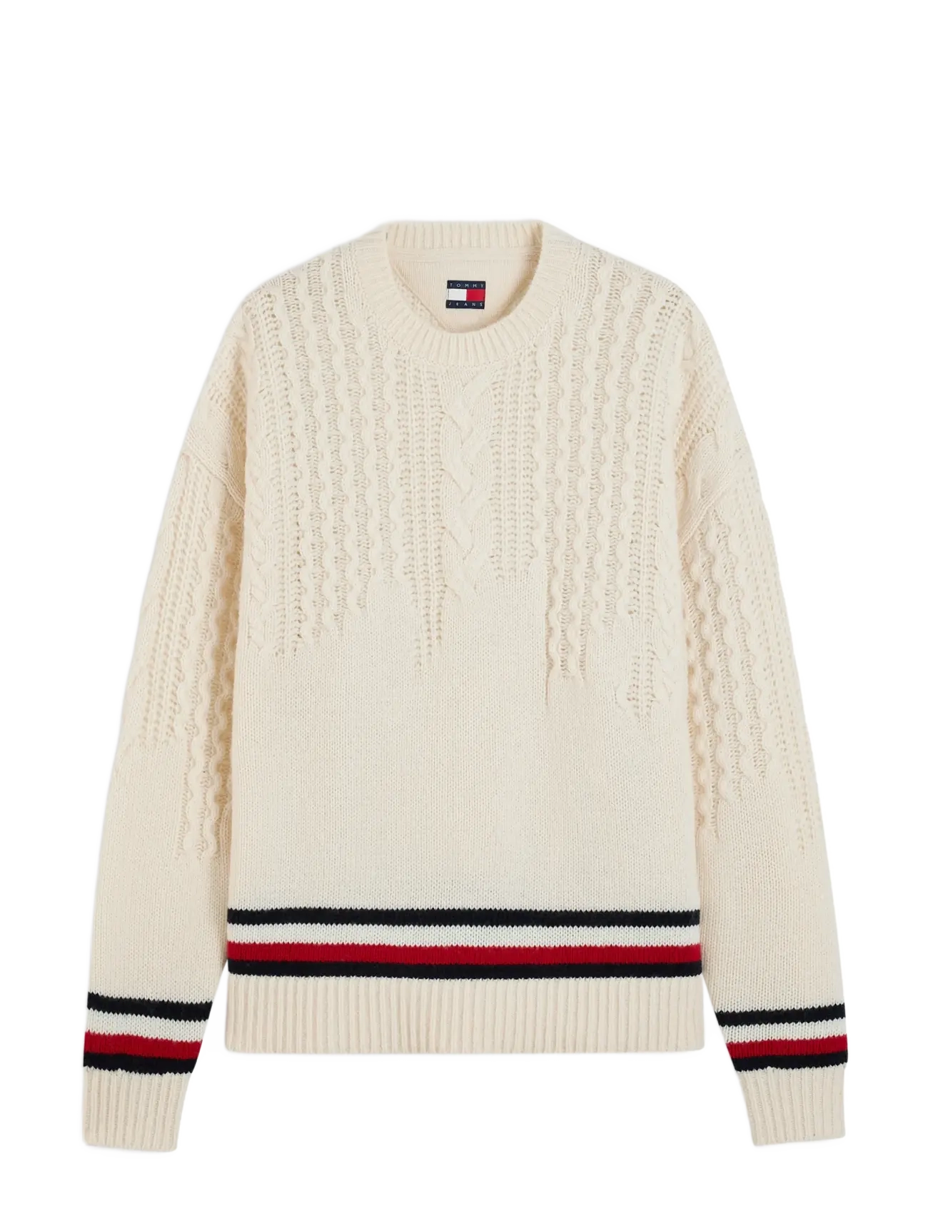 Tommy Jeans - TJW OVS PLACEMENT CABLE SWEATER - kampsunid - cream - 1