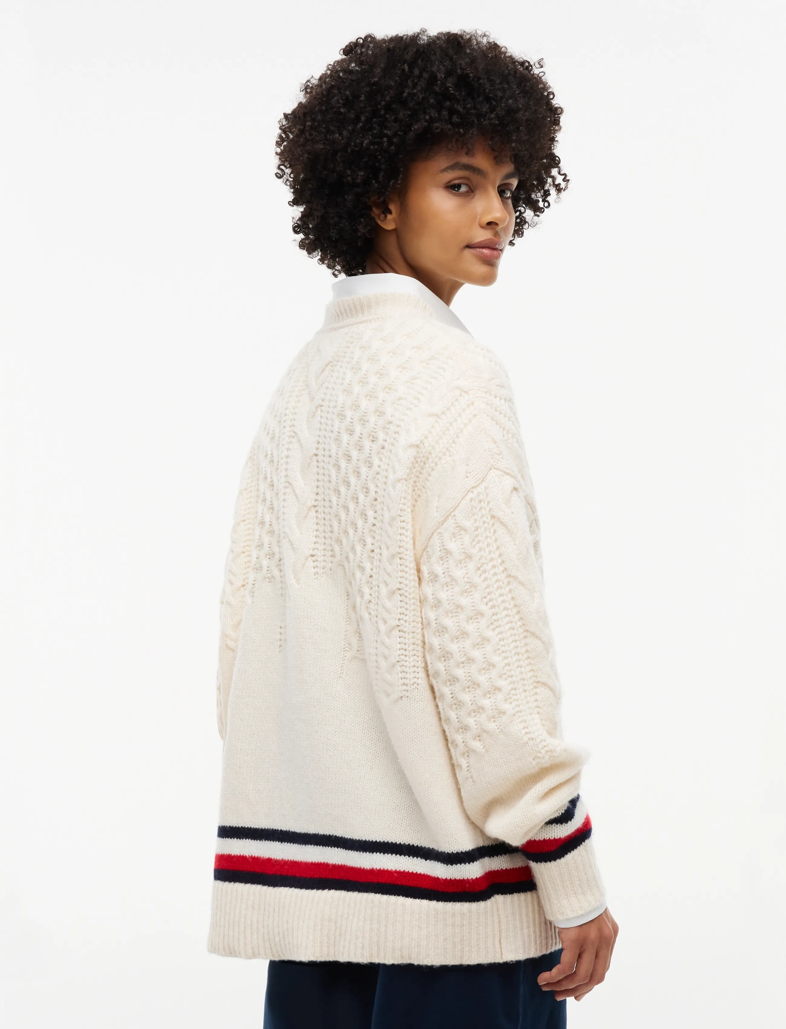 Tommy Jeans - TJW OVS PLACEMENT CABLE SWEATER - kampsunid - cream - 2