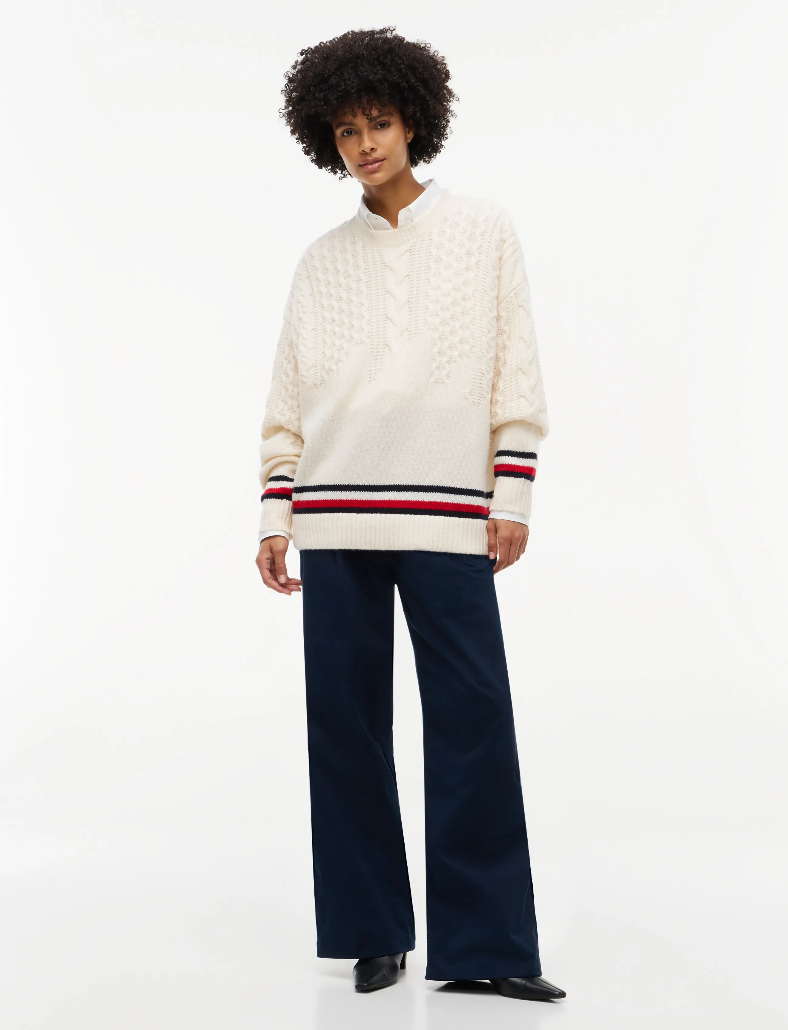 Tommy Jeans - TJW OVS PLACEMENT CABLE SWEATER - kampsunid - cream - 4