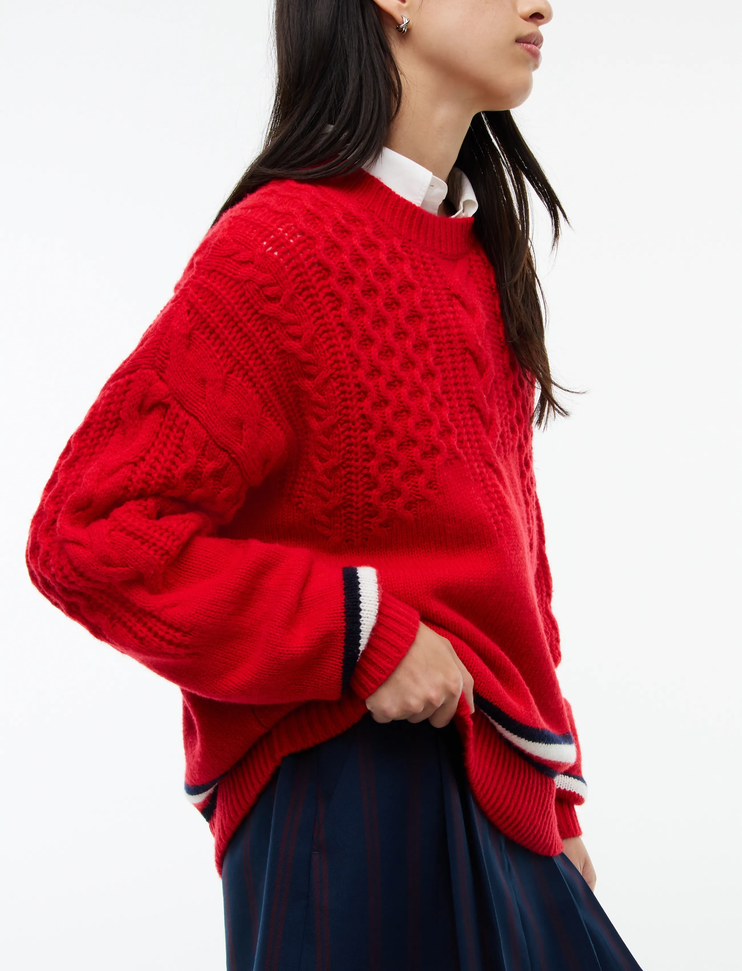 Tommy Jeans - TJW OVS PLACEMENT CABLE SWEATER - pullover - lavish red - 3