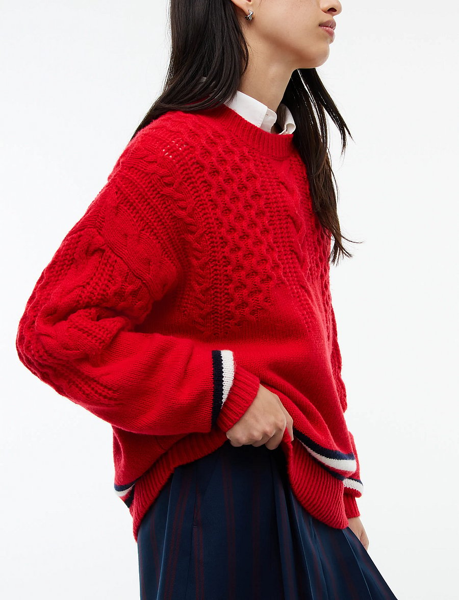 Tommy Jeans - TJW OVS PLACEMENT CABLE SWEATER - pullover - lavish red - 3